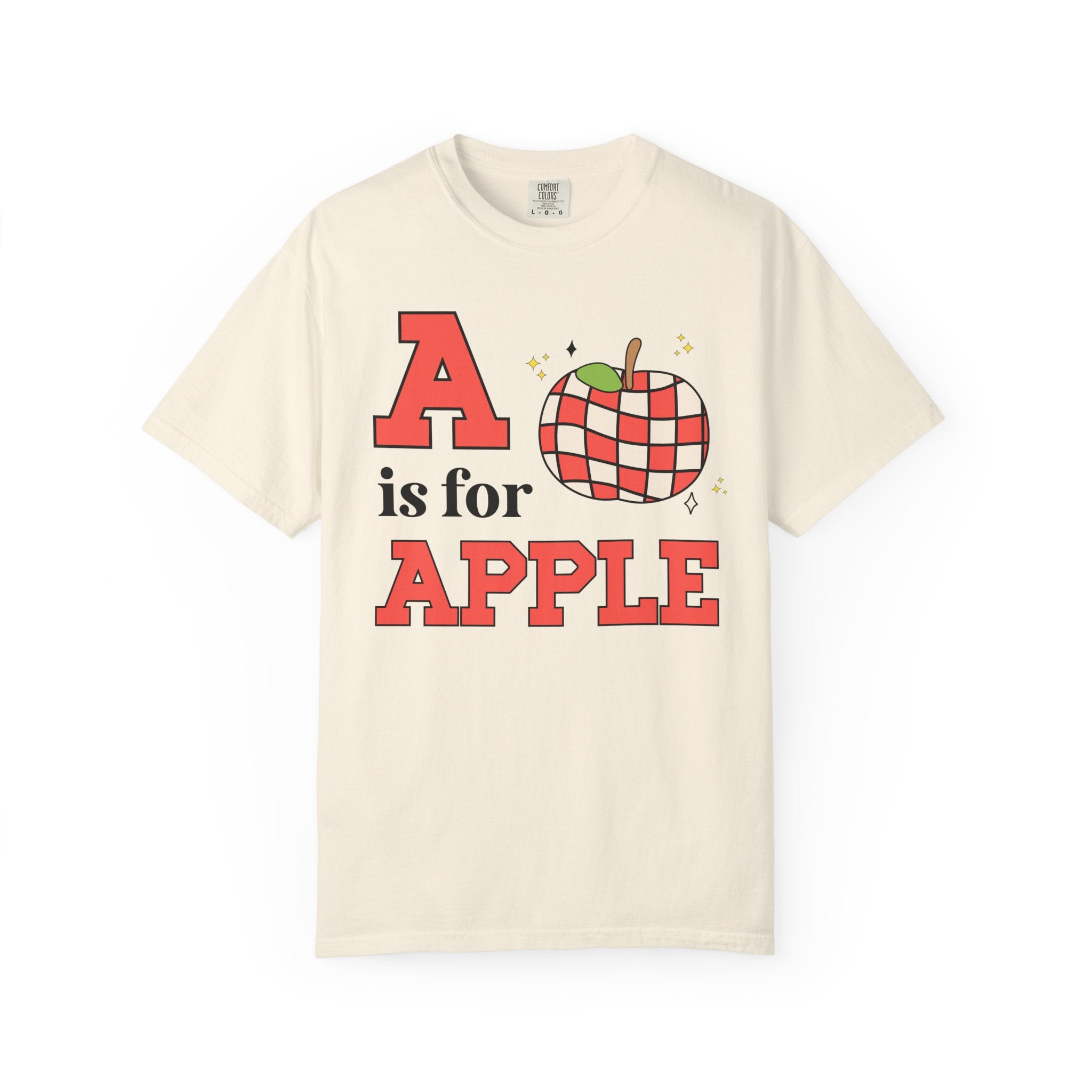 Kindergarten Teacher or Preschool Teacher T-Shirt for Back to School, Learning the Alphabet A is for Apple, Matching Teacher Team Shirt - Opal and June