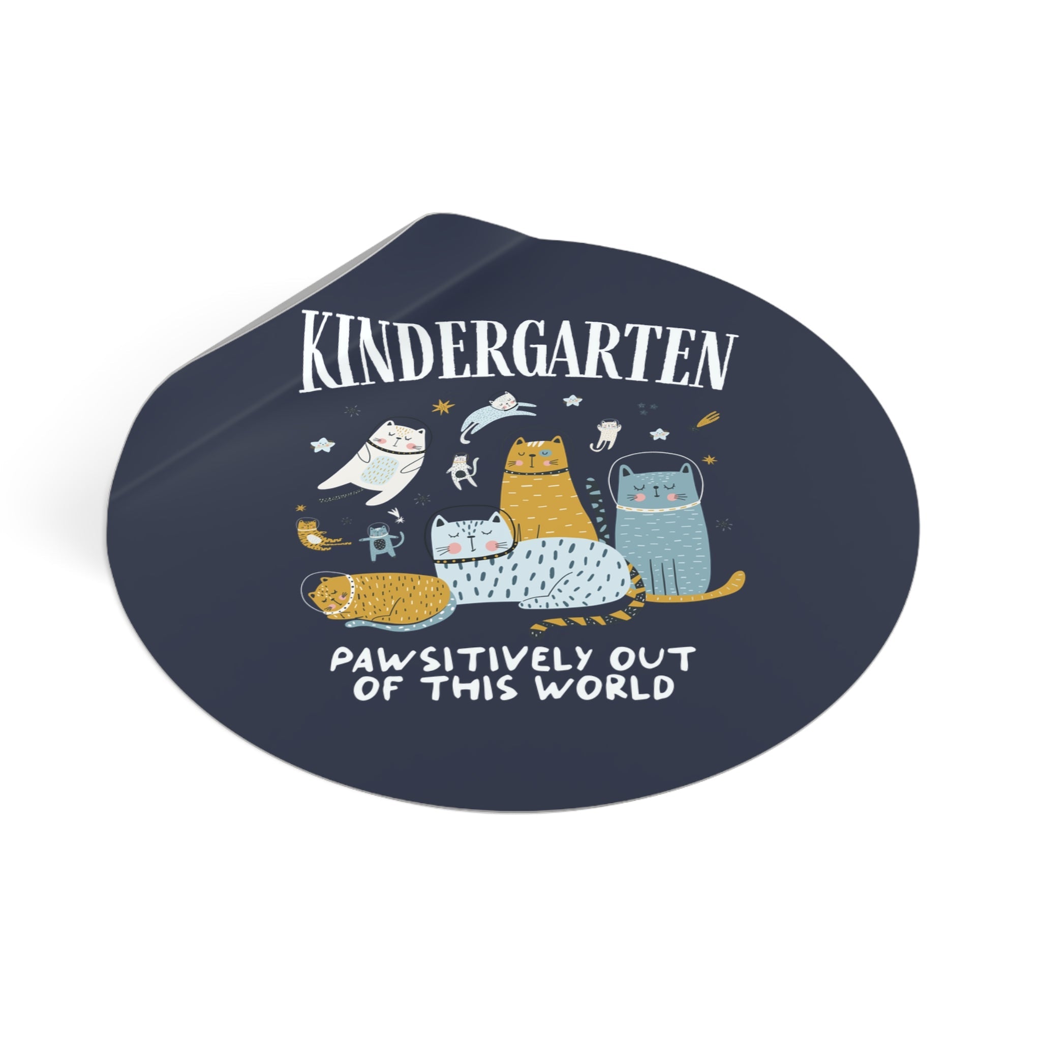 Kindergarten Teacher Space Cat Sticker with Astronaut Kittens and Stars: Pawsitively Out of This World Teacher Team Sticker for Cat Lover - Opal and June