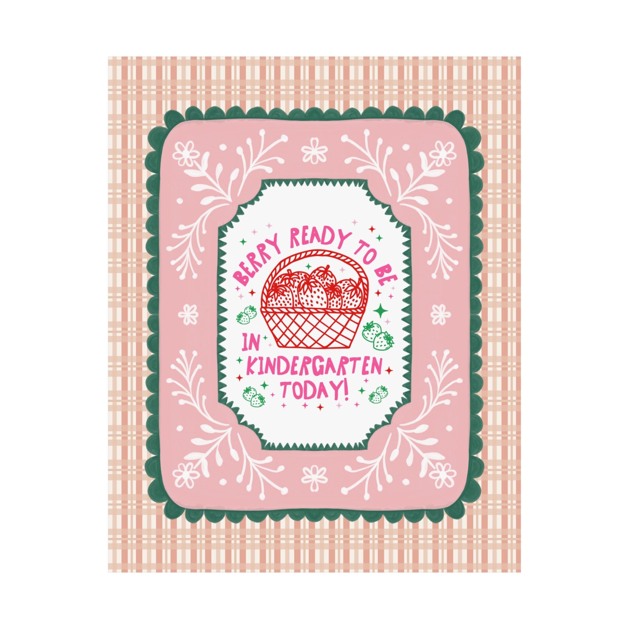 Kindergarten Teacher Strawberry Basket Poster Print, Back to School: Berry Ready, Colorful 90s Aesthetic Matching Teacher Wall Decor, New School Year - Opal and June