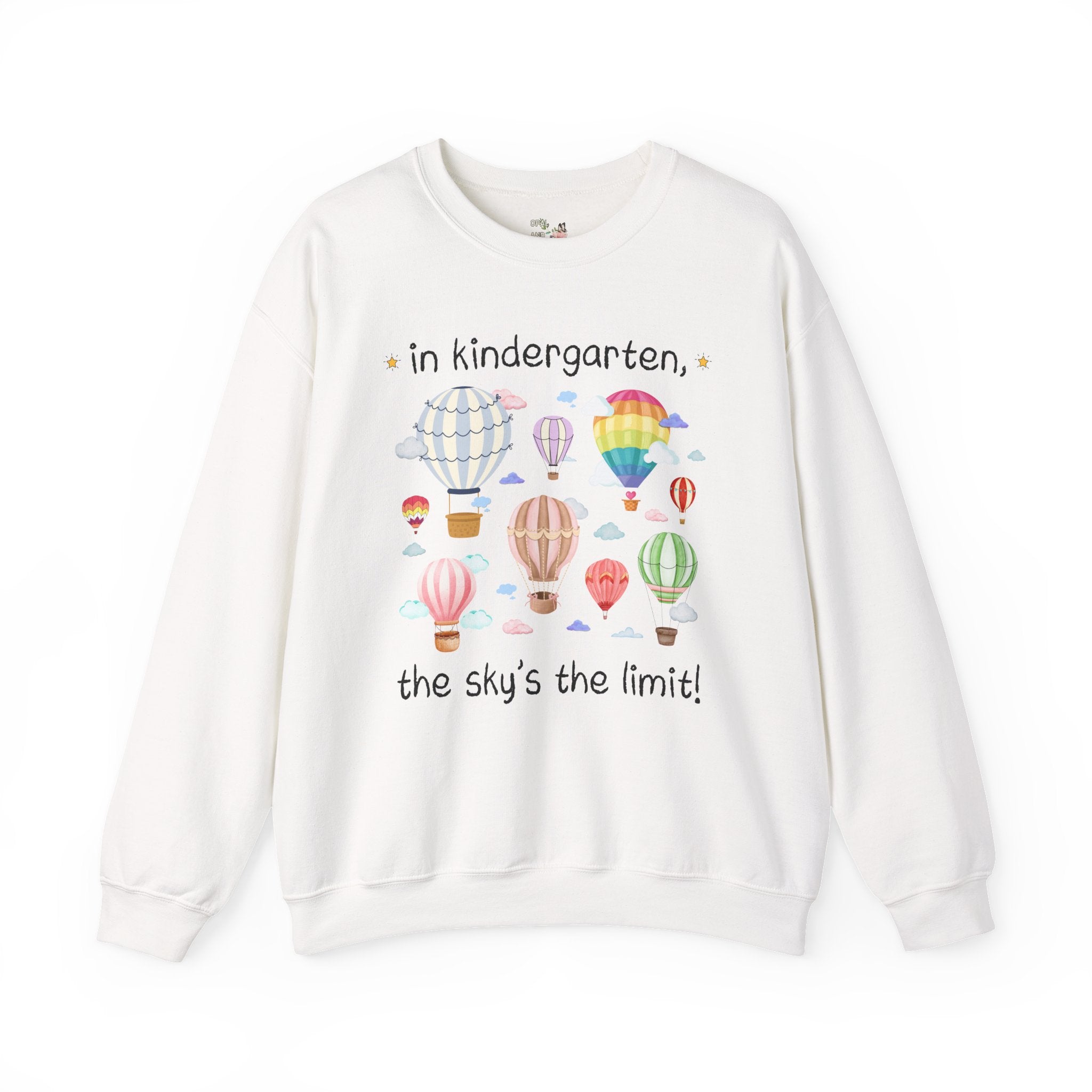 Kindergarten Teacher Sweatshirt, Cute Retro Hot Air Balloons, Uplifting Colorful Maximalist Back to School Shirt, Matching Teacher Crewneck - Opal and June