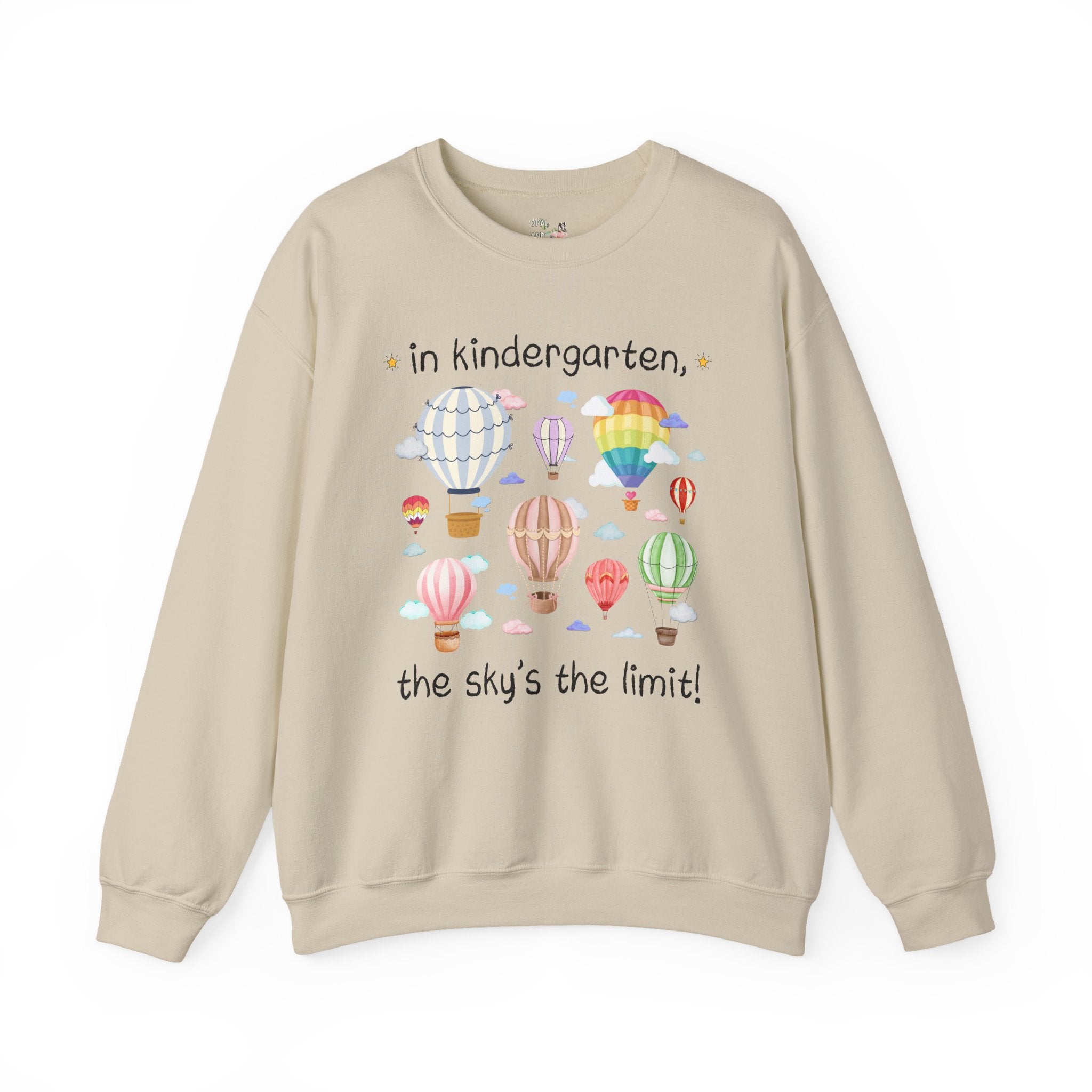 Kindergarten Teacher Sweatshirt, Cute Retro Hot Air Balloons, Uplifting Colorful Maximalist Back to School Shirt, Matching Teacher Crewneck - Opal and June