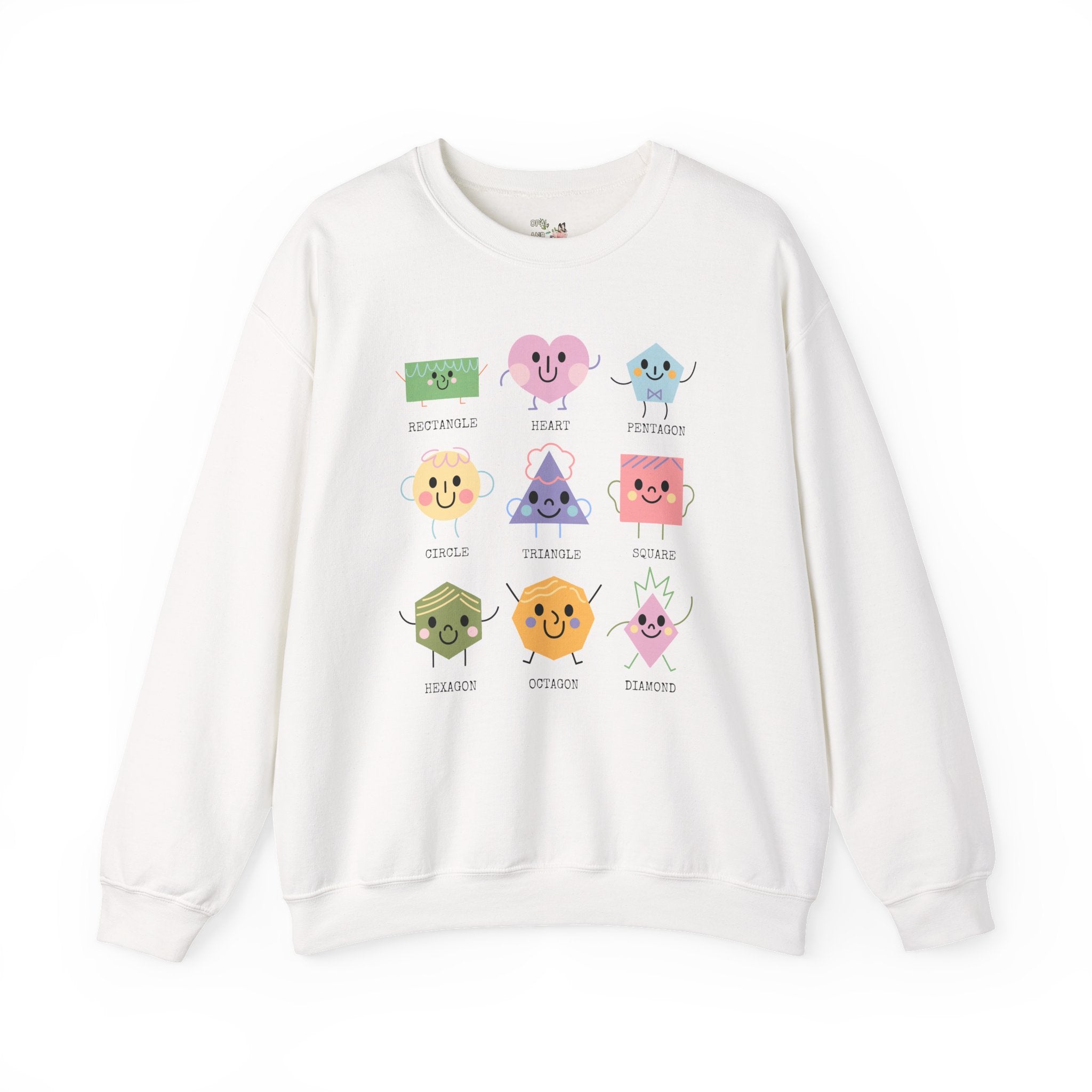 Kindergarten Teacher Sweatshirt for Learning Shapes, Cute Preschool Assistant Student Teacher Crewneck, Adorable Y2K Geometric Shape Gift - Opal and June