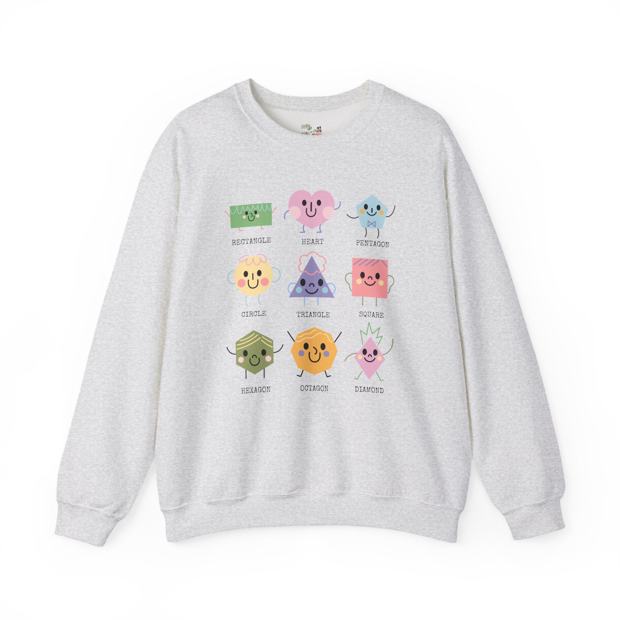 Kindergarten Teacher Sweatshirt for Learning Shapes, Cute Preschool Assistant Student Teacher Crewneck, Adorable Y2K Geometric Shape Gift - Opal and June