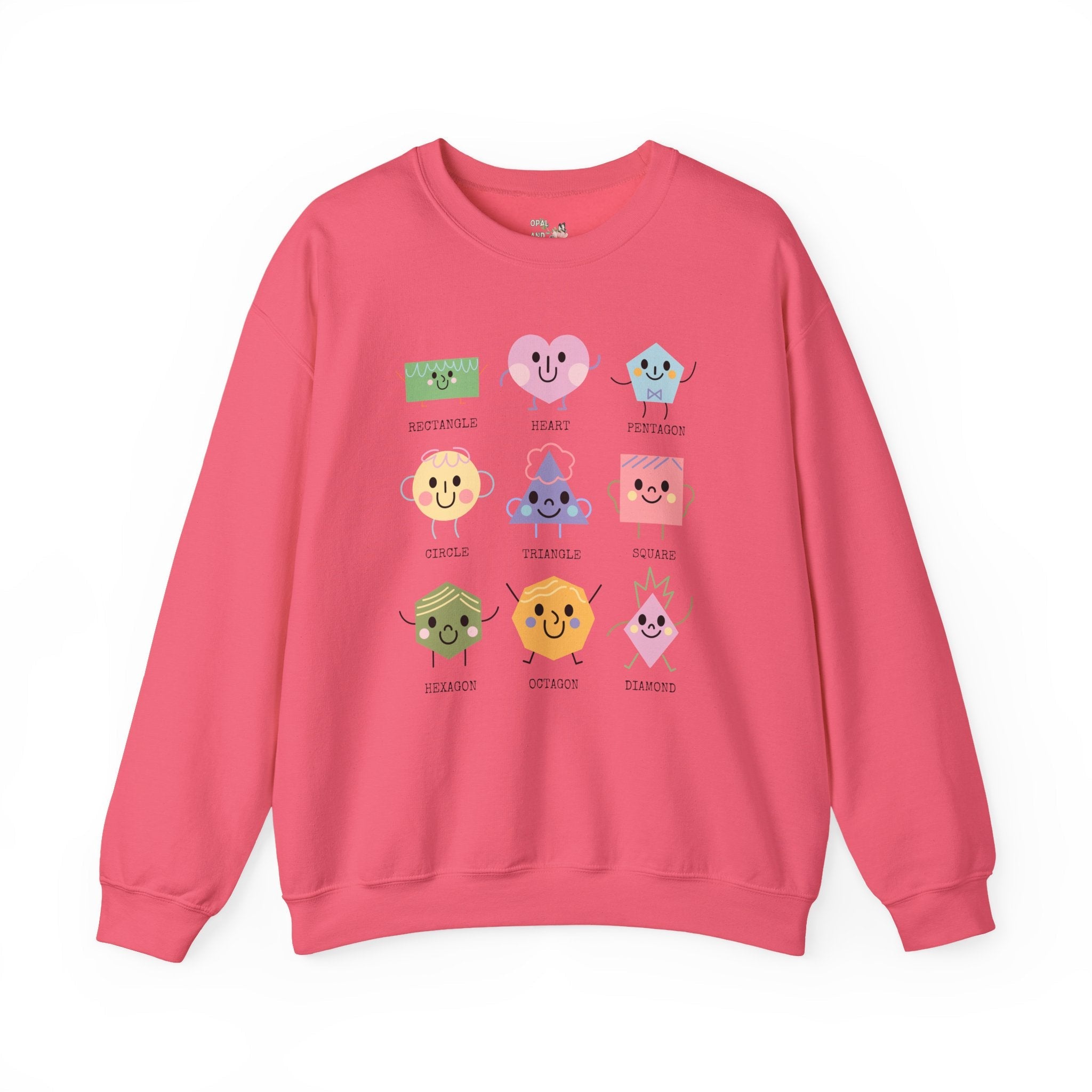 Kindergarten Teacher Sweatshirt for Learning Shapes, Cute Preschool Assistant Student Teacher Crewneck, Adorable Y2K Geometric Shape Gift - Opal and June