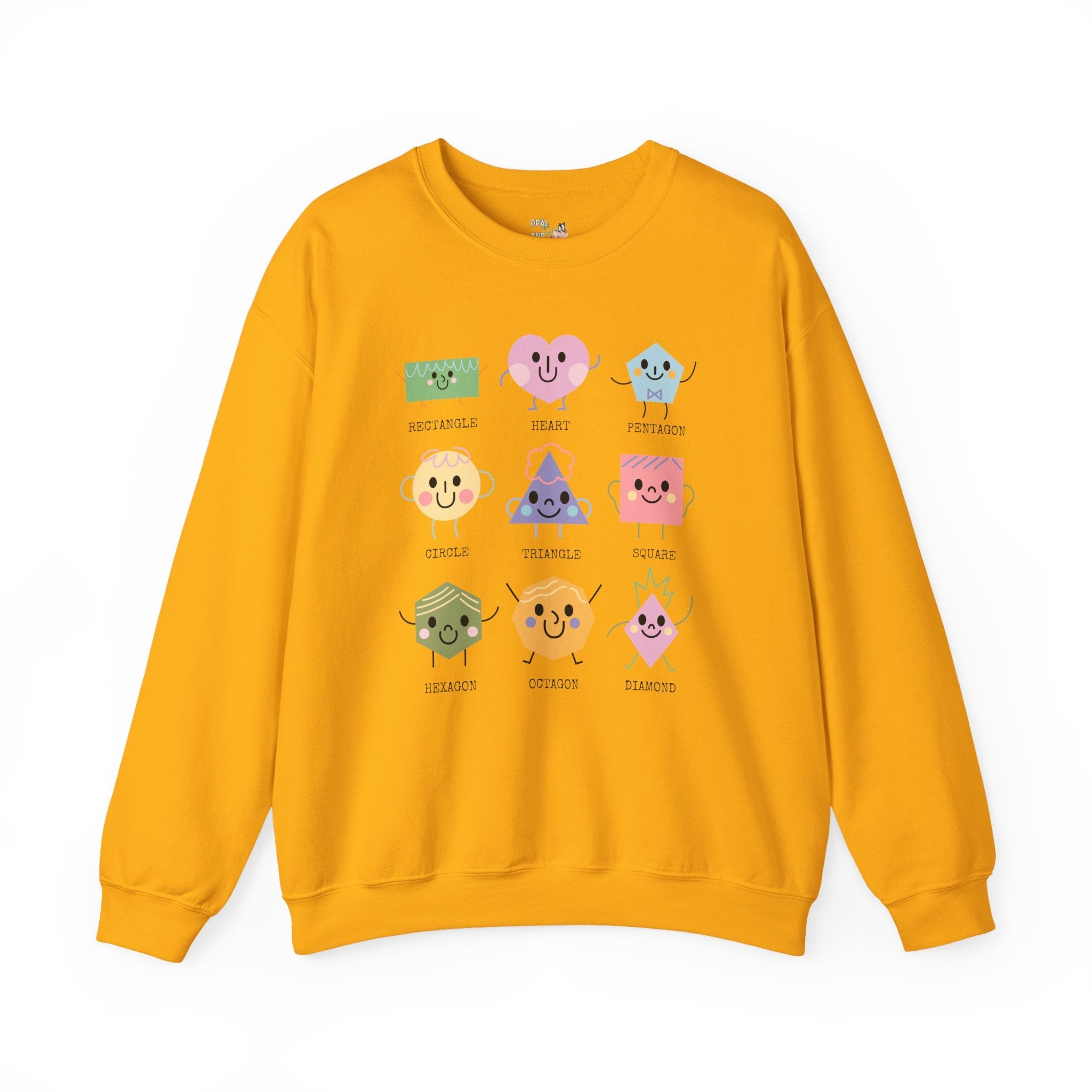 Kindergarten Teacher Sweatshirt for Learning Shapes, Cute Preschool Assistant Student Teacher Crewneck, Adorable Y2K Geometric Shape Gift - Opal and June