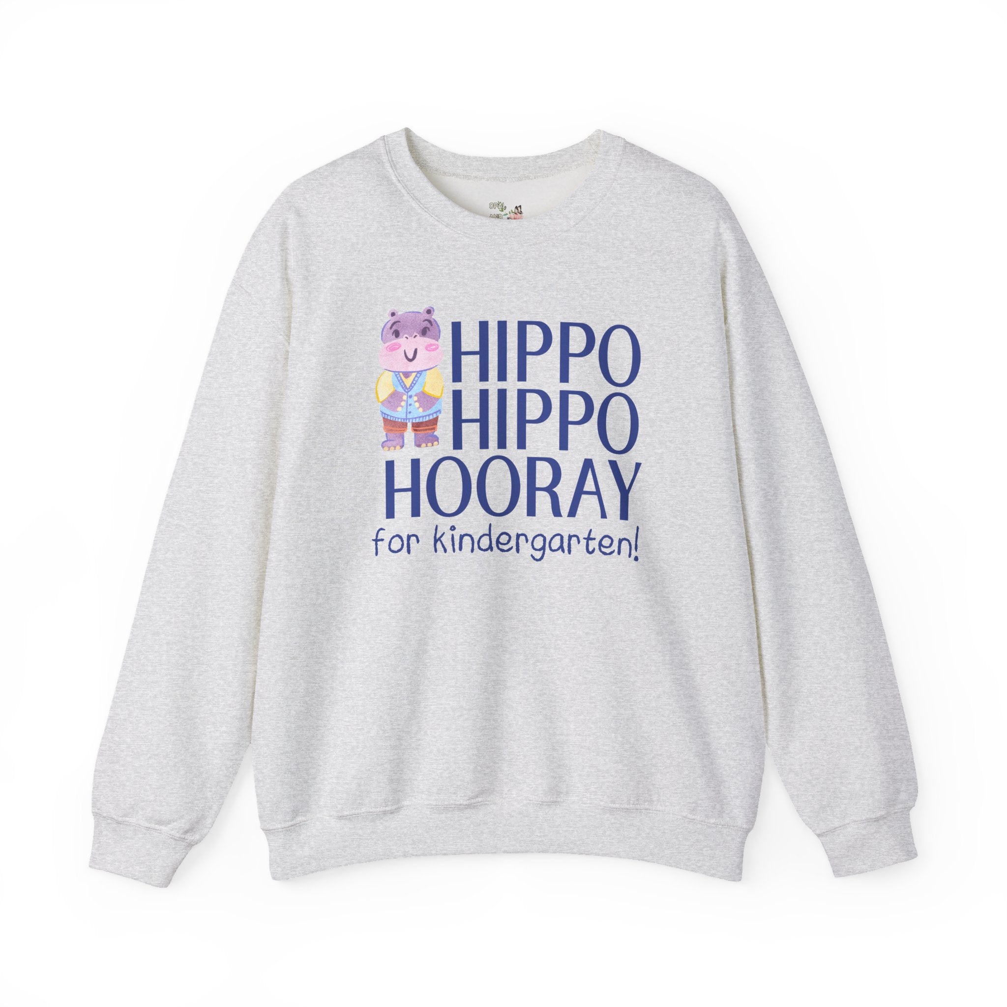 Kindergarten Teacher Sweatshirt with Adorable Retro Hippo, Funny Back to School Teacher Team Crewneck for Animal Lover, New Teacher Gift - Opal and June