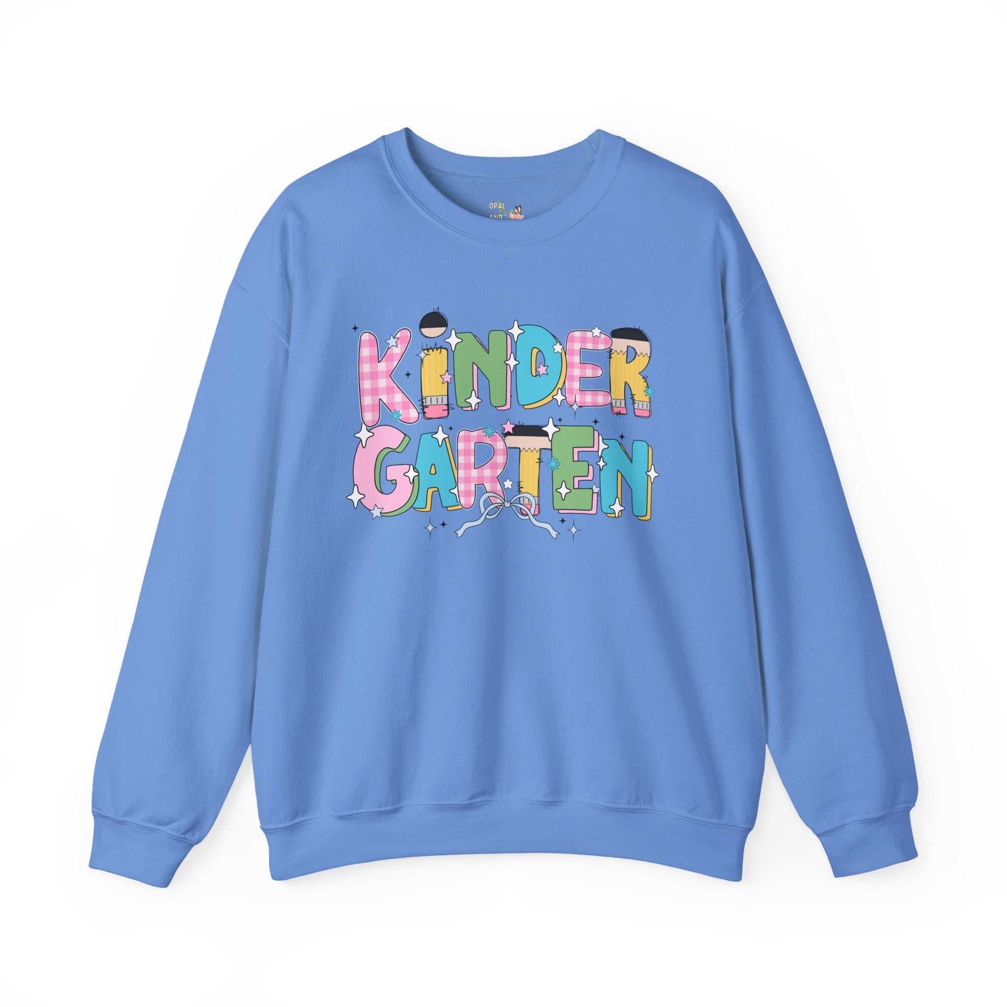 Kindergarten Teacher Sweatshirt with Bow and Adorable Early 2000s Style Doodles, Teacher Team Shirt, Back to School, First Day of School - Opal and June