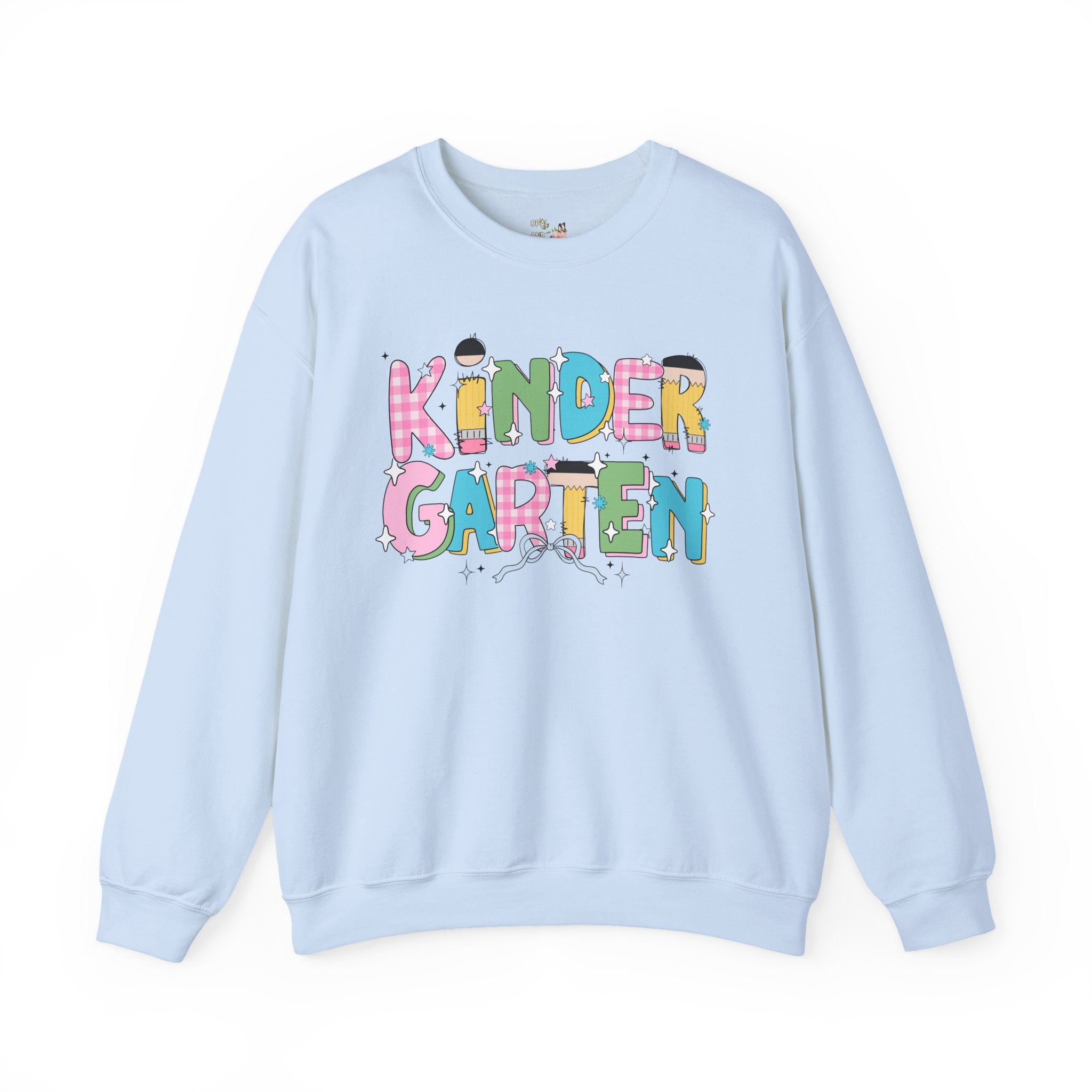Kindergarten Teacher Sweatshirt with Bow and Adorable Early 2000s Style Doodles, Teacher Team Shirt, Back to School, First Day of School - Opal and June
