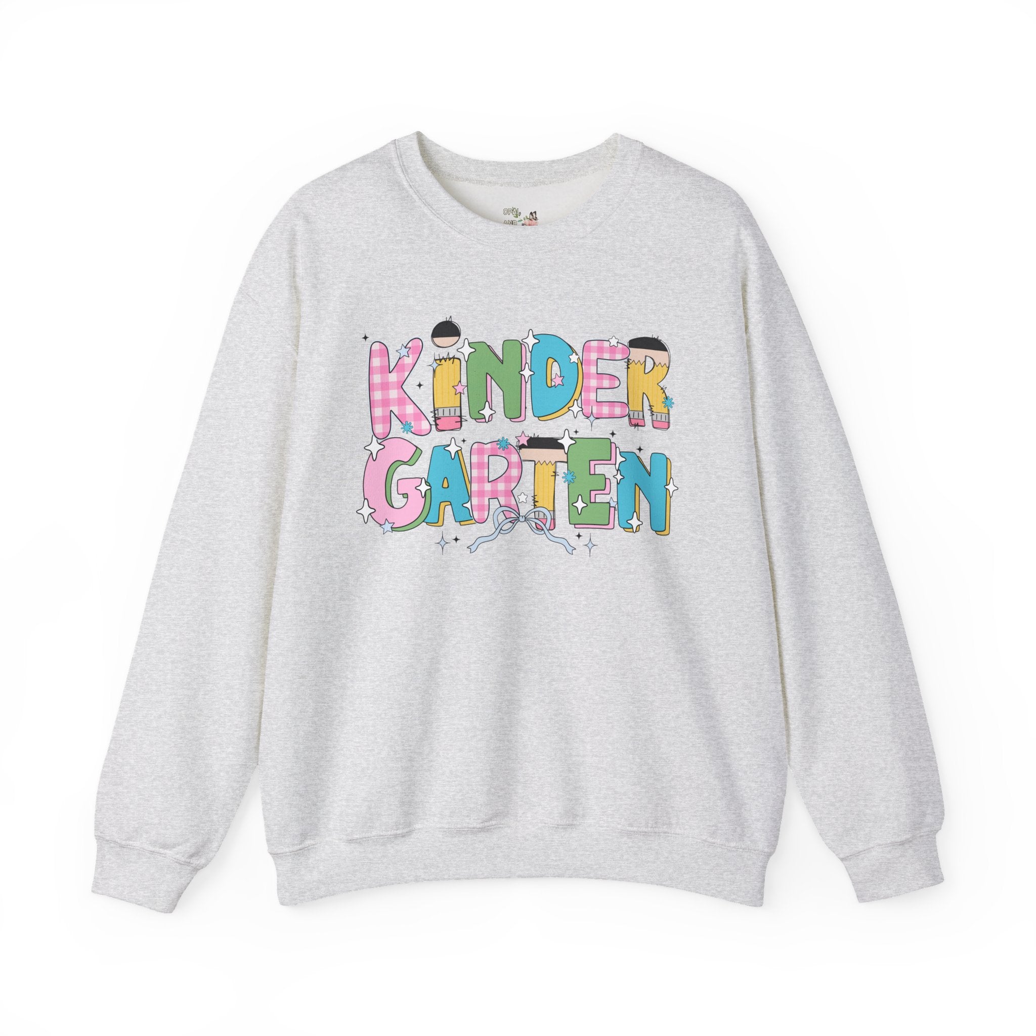 Kindergarten Teacher Sweatshirt with Bow and Adorable Early 2000s Style Doodles, Teacher Team Shirt, Back to School, First Day of School - Opal and June