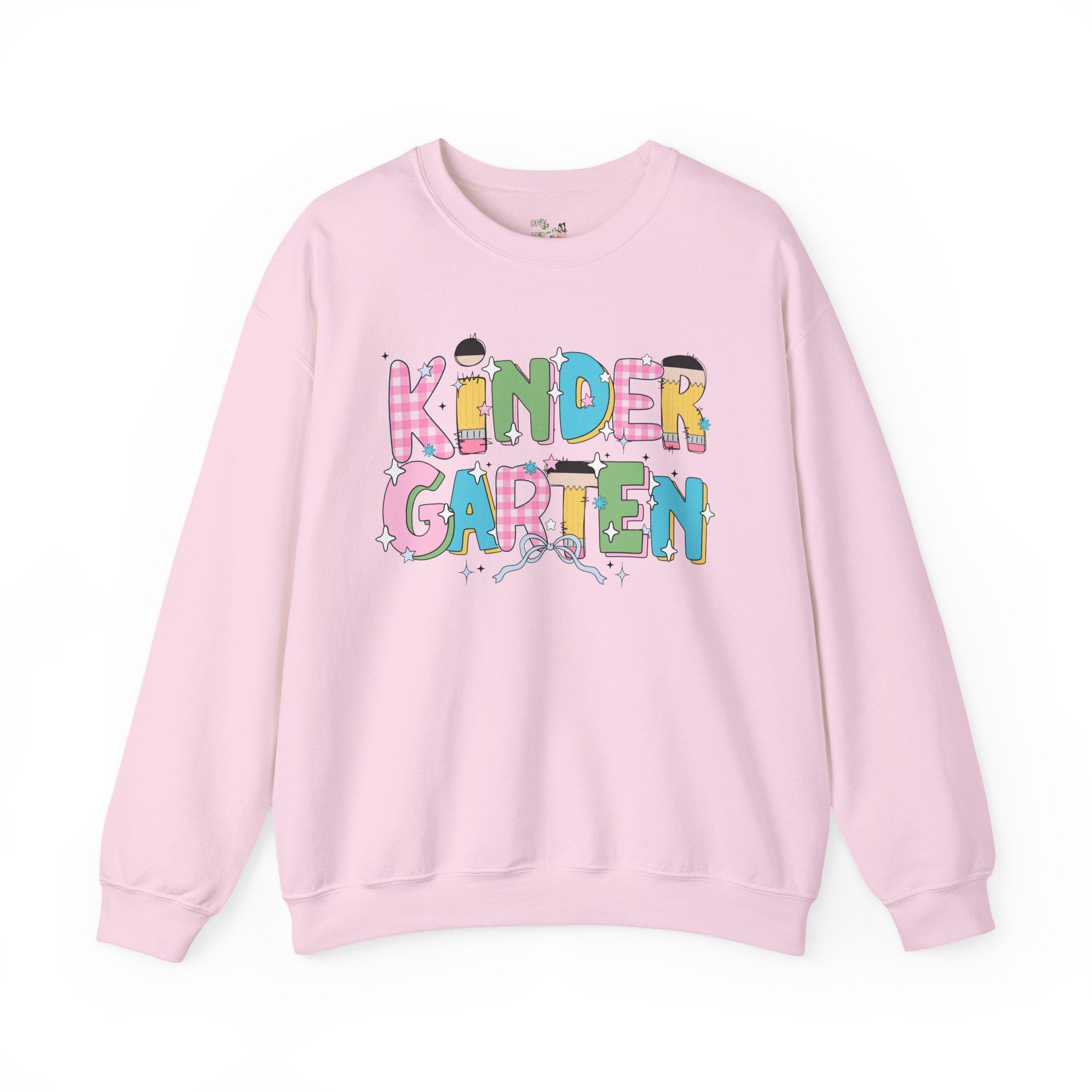 Kindergarten Teacher Sweatshirt with Bow and Adorable Early 2000s Style Doodles, Teacher Team Shirt, Back to School, First Day of School - Opal and June