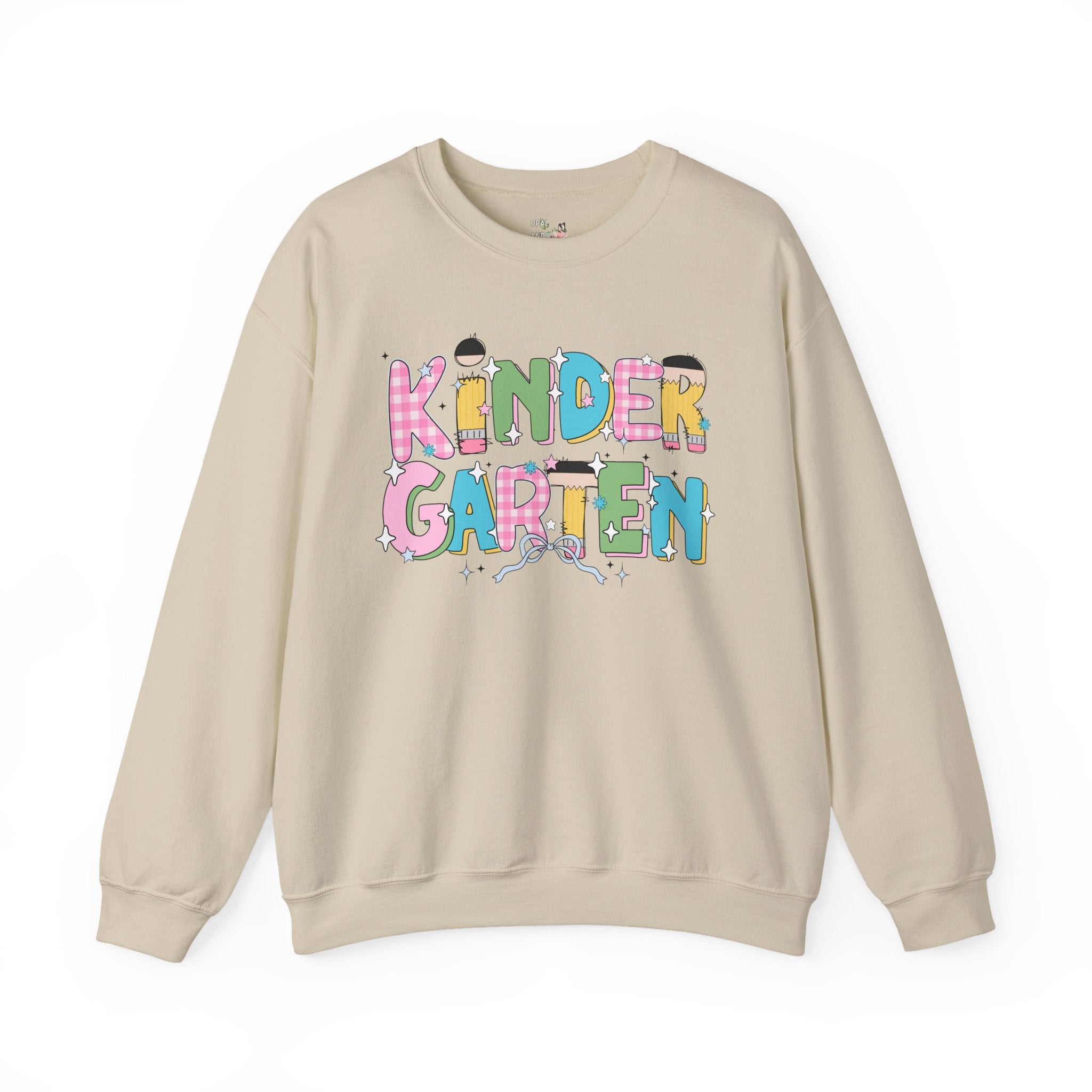 Kindergarten Teacher Sweatshirt with Bow and Adorable Early 2000s Style Doodles, Teacher Team Shirt, Back to School, First Day of School - Opal and June