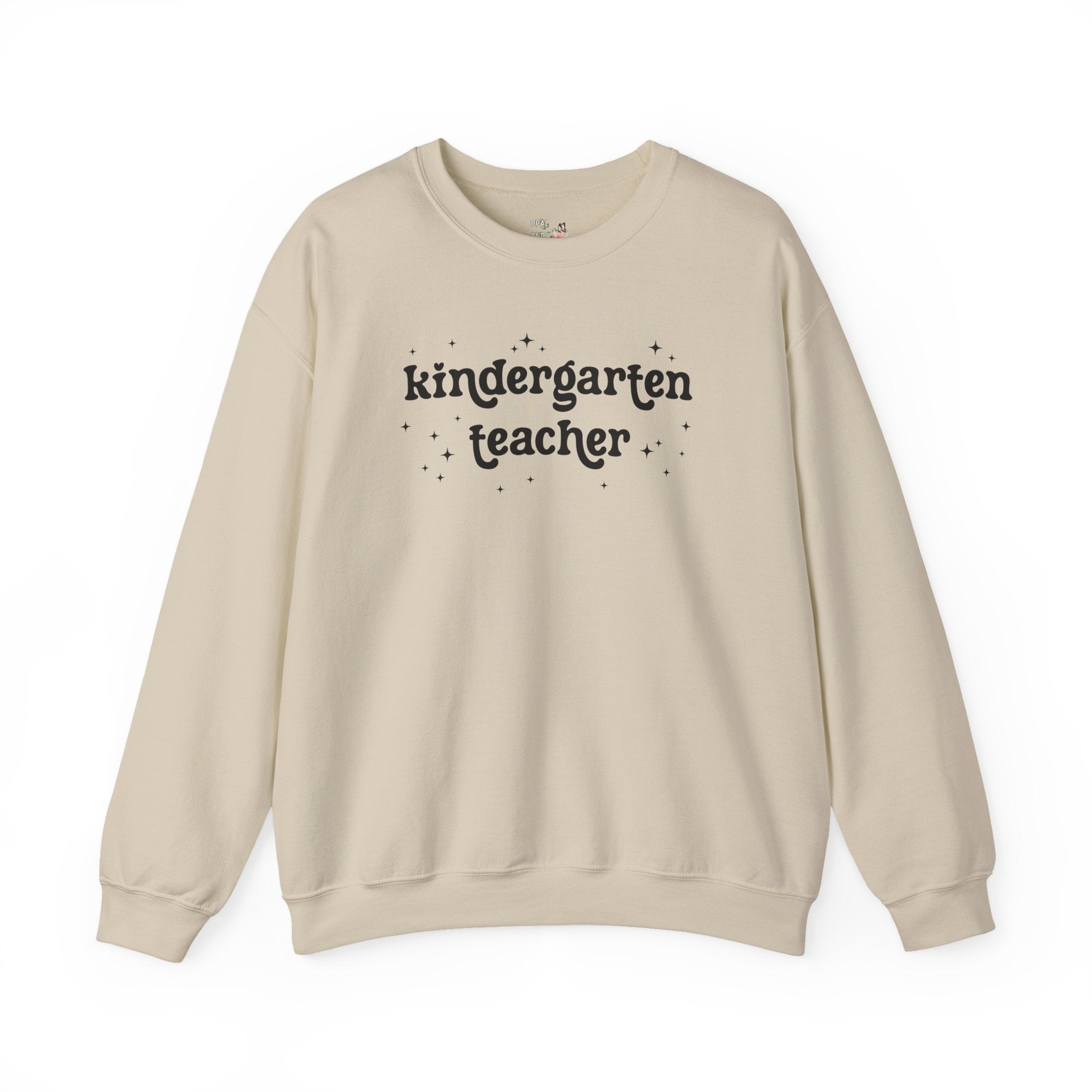 Kindergarten Teacher Team Sweatshirt, Retro Aesthetic Minimalist Kindergarten Crewneck for Back to School, Matching First Day of School - Opal and June