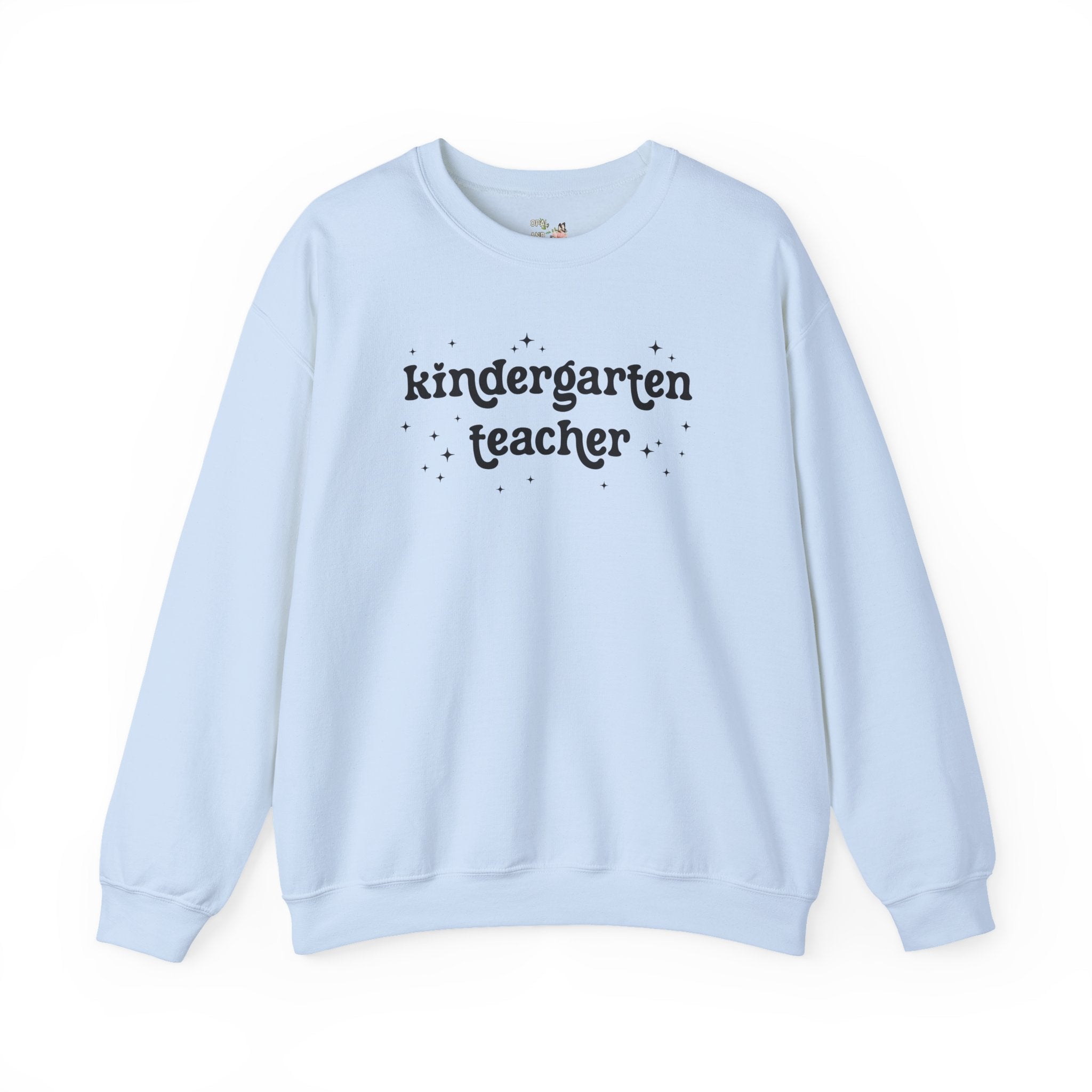 Kindergarten Teacher Team Sweatshirt, Retro Aesthetic Minimalist Kindergarten Crewneck for Back to School, Matching First Day of School - Opal and June
