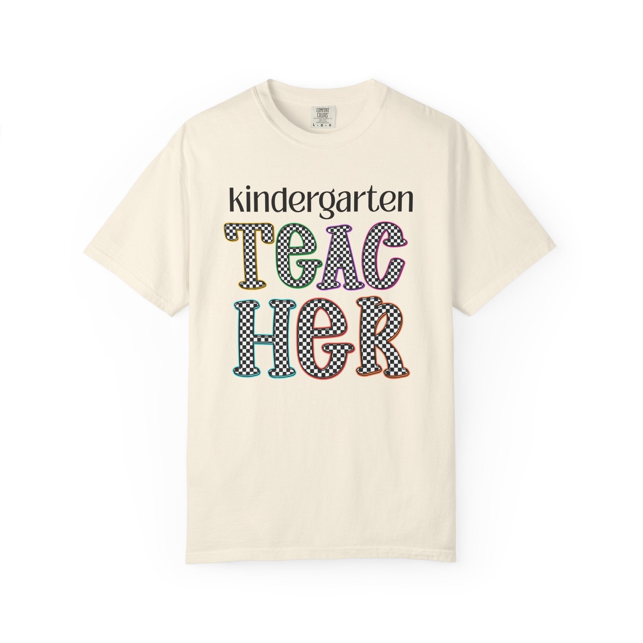 Kindergarten Teacher Team Tee Shirt for Back to School, Cute First Day of School Teacher Shirt with Retro Groovy Vibe, Matching Teacher Tee - Opal and June