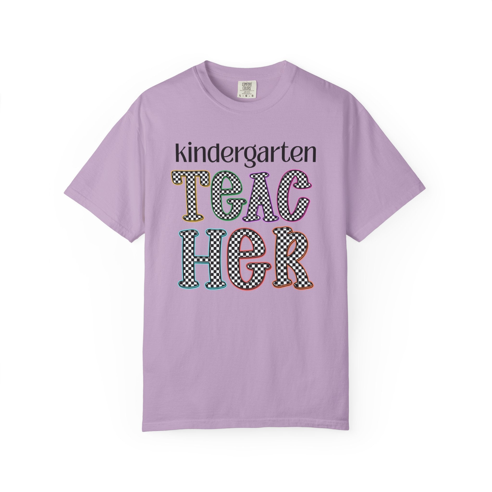 Kindergarten Teacher Team Tee Shirt for Back to School, Cute First Day of School Teacher Shirt with Retro Groovy Vibe, Matching Teacher Tee - Opal and June