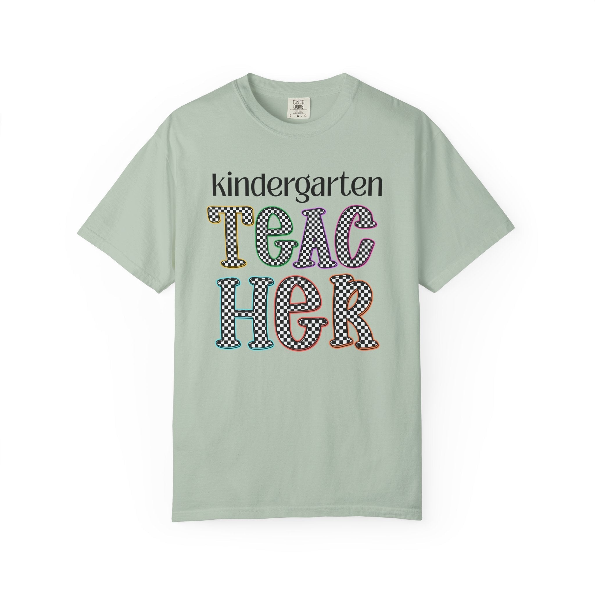 Kindergarten Teacher Team Tee Shirt for Back to School, Cute First Day of School Teacher Shirt with Retro Groovy Vibe, Matching Teacher Tee - Opal and June