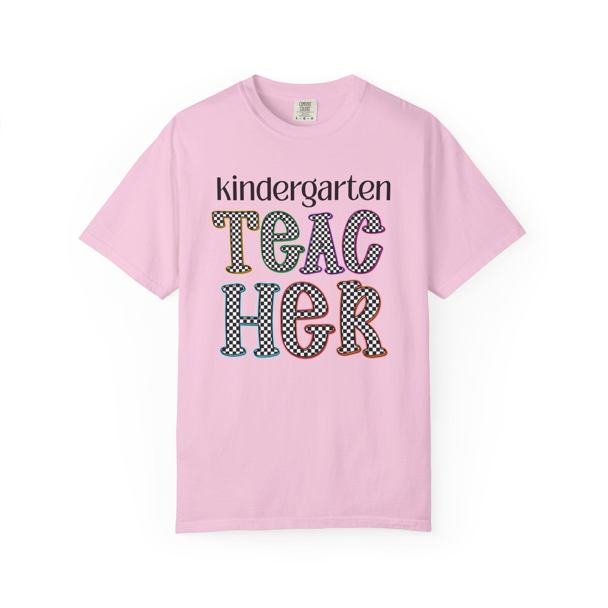 Kindergarten Teacher Team Tee Shirt for Back to School, Cute First Day of School Teacher Shirt with Retro Groovy Vibe, Matching Teacher Tee - Opal and June
