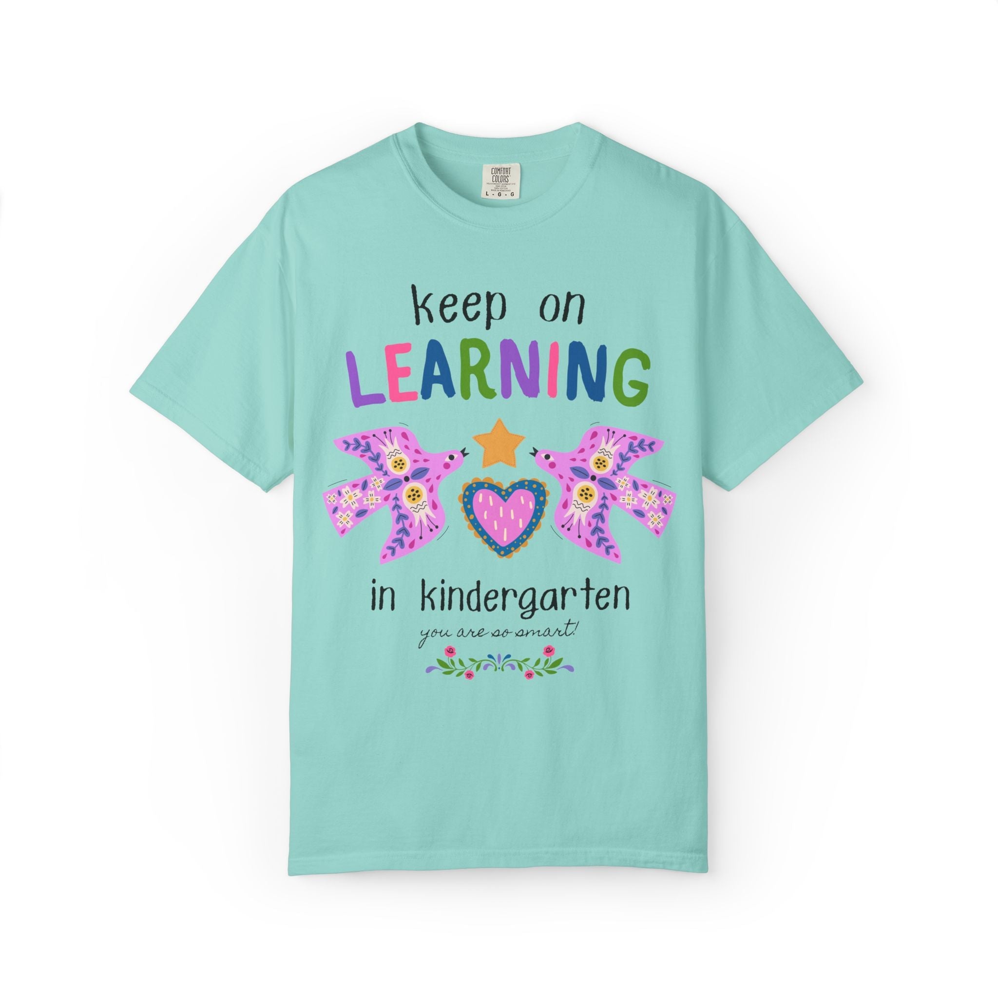 Kindergarten Teacher Tee Shirt: Keep on Learning, Kitschy and Whimsy Back to School Matching Teacher T-Shirt, Kindergarten Paraprofessional - Opal and June