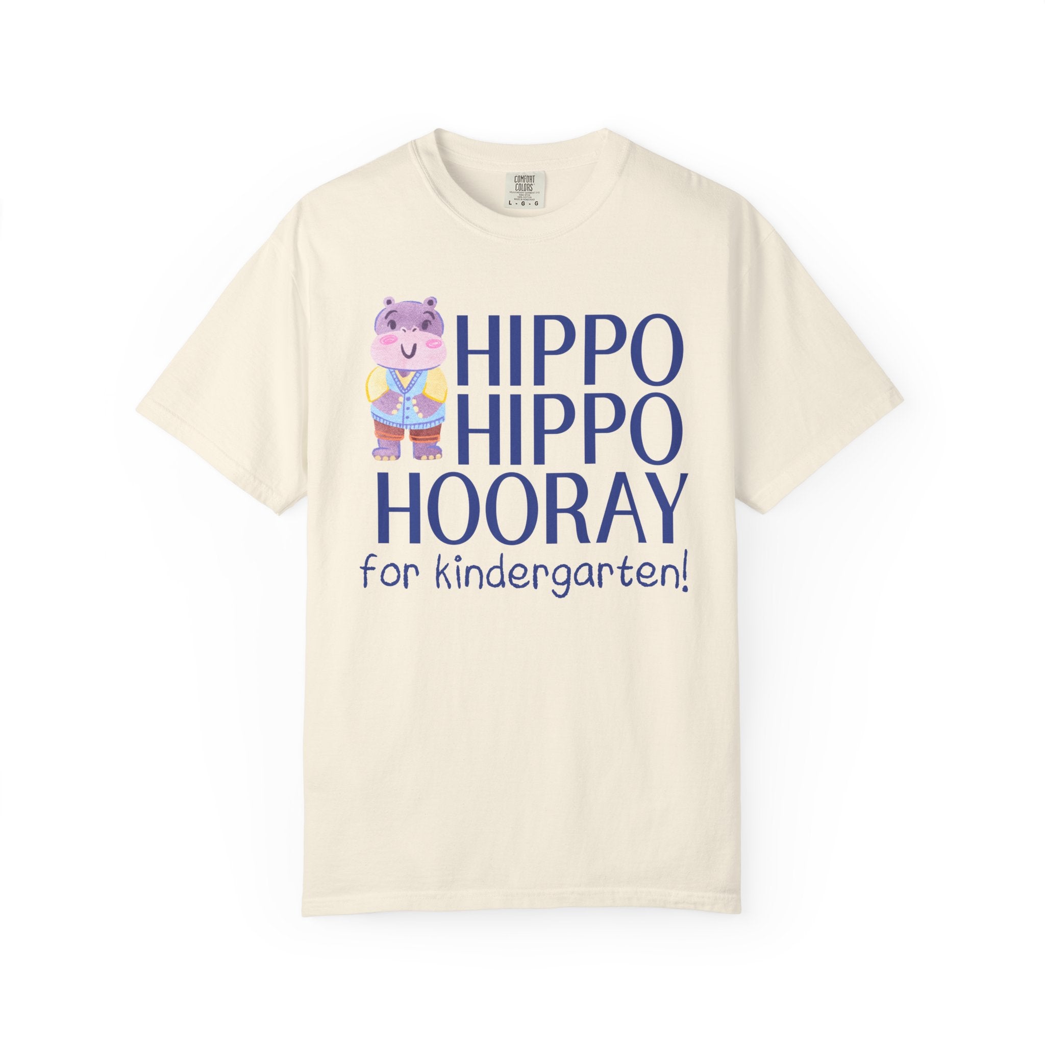 Kindergarten Teacher Tee Shirt with Adorable Retro Hippo, Funny Back to School Teacher Team T-Shirt for Animal Lover, New Teacher Gift - Opal and June