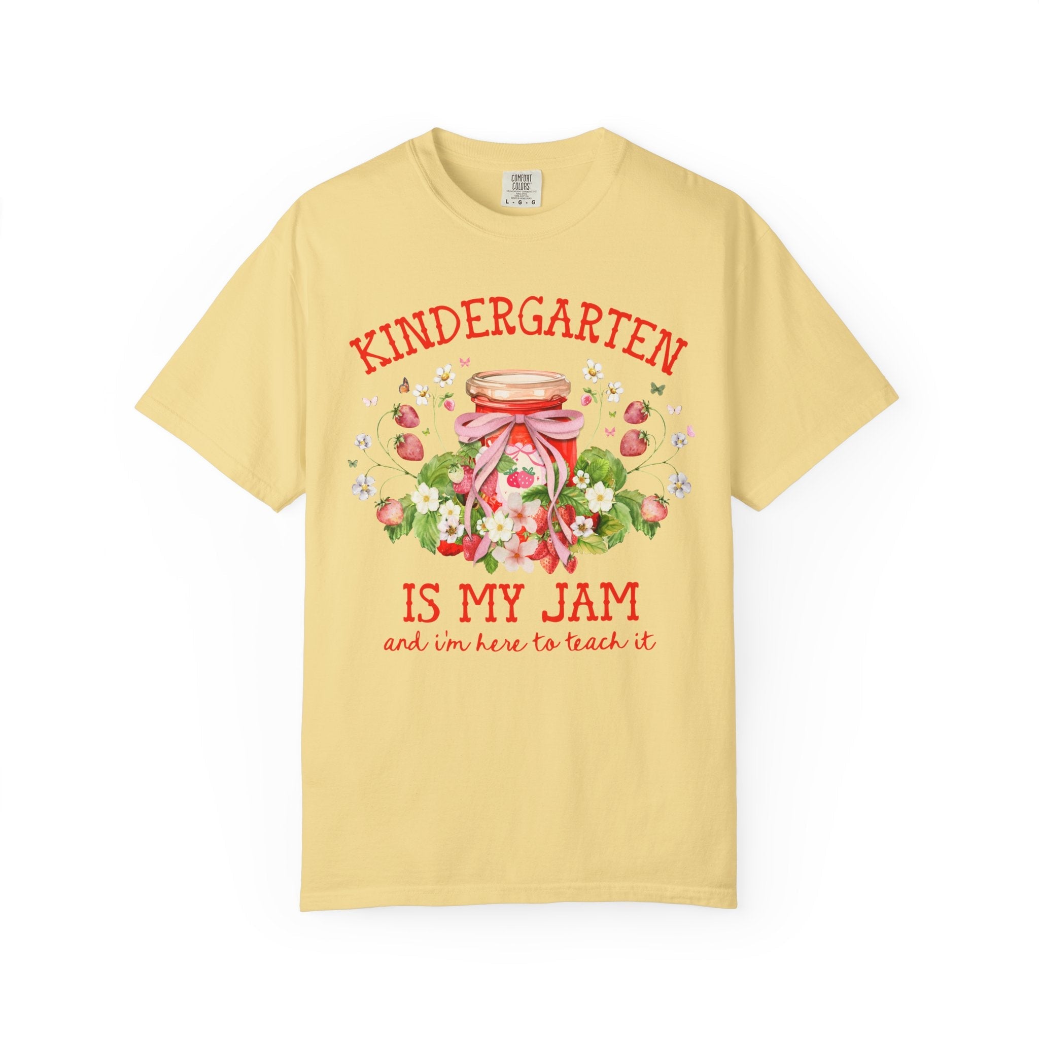 Kindergarten Teacher Tee Shirt with Strawberries: Kindergarten is My Jam, Back to School or Meet the Teacher T-Shirt for Kindergarten Crew - Opal and June