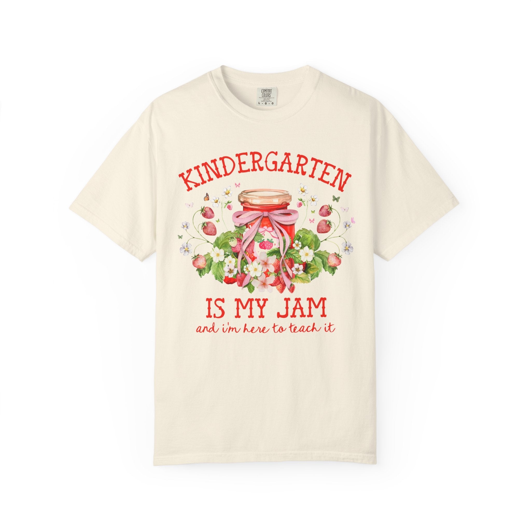 Kindergarten Teacher Tee Shirt with Strawberries: Kindergarten is My Jam, Back to School or Meet the Teacher T-Shirt for Kindergarten Crew - Opal and June