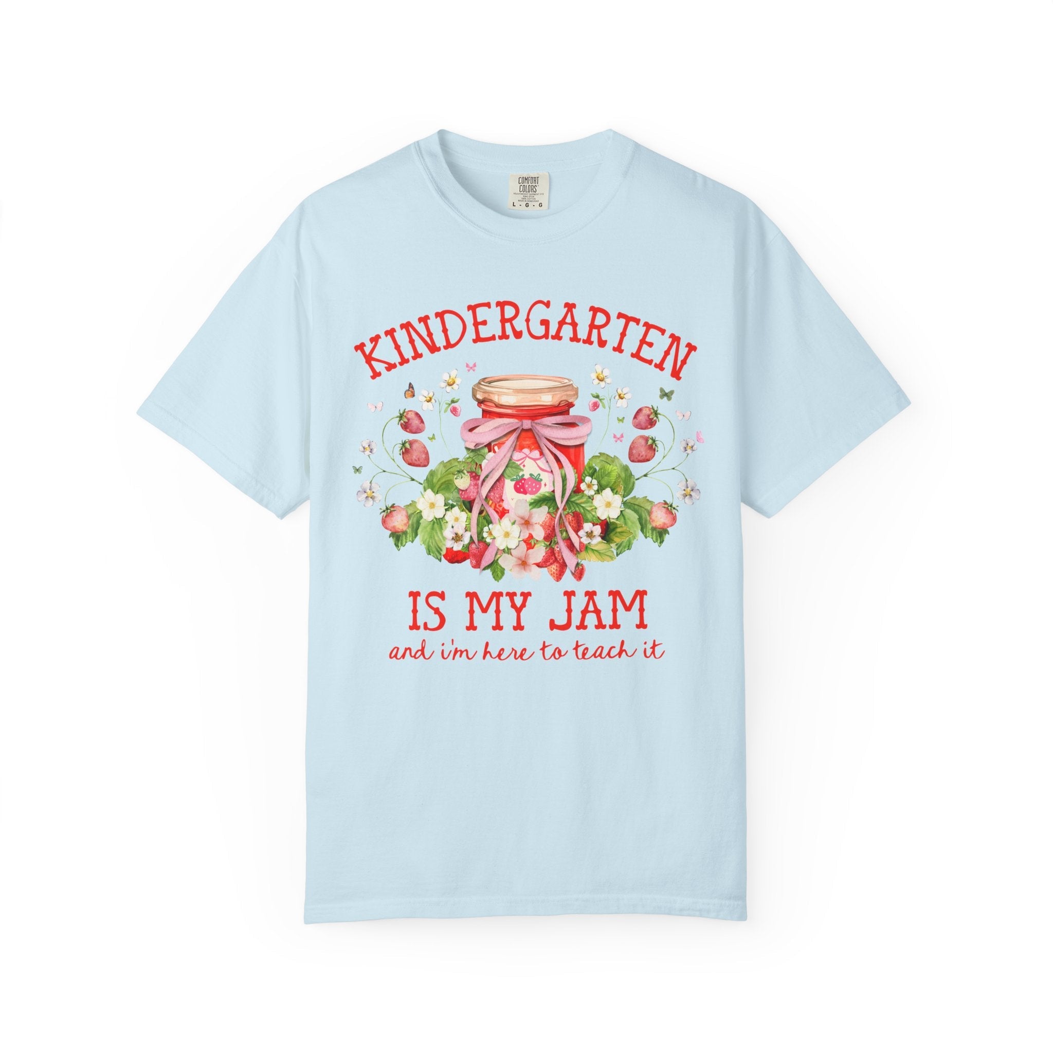 Kindergarten Teacher Tee Shirt with Strawberries: Kindergarten is My Jam, Back to School or Meet the Teacher T-Shirt for Kindergarten Crew - Opal and June