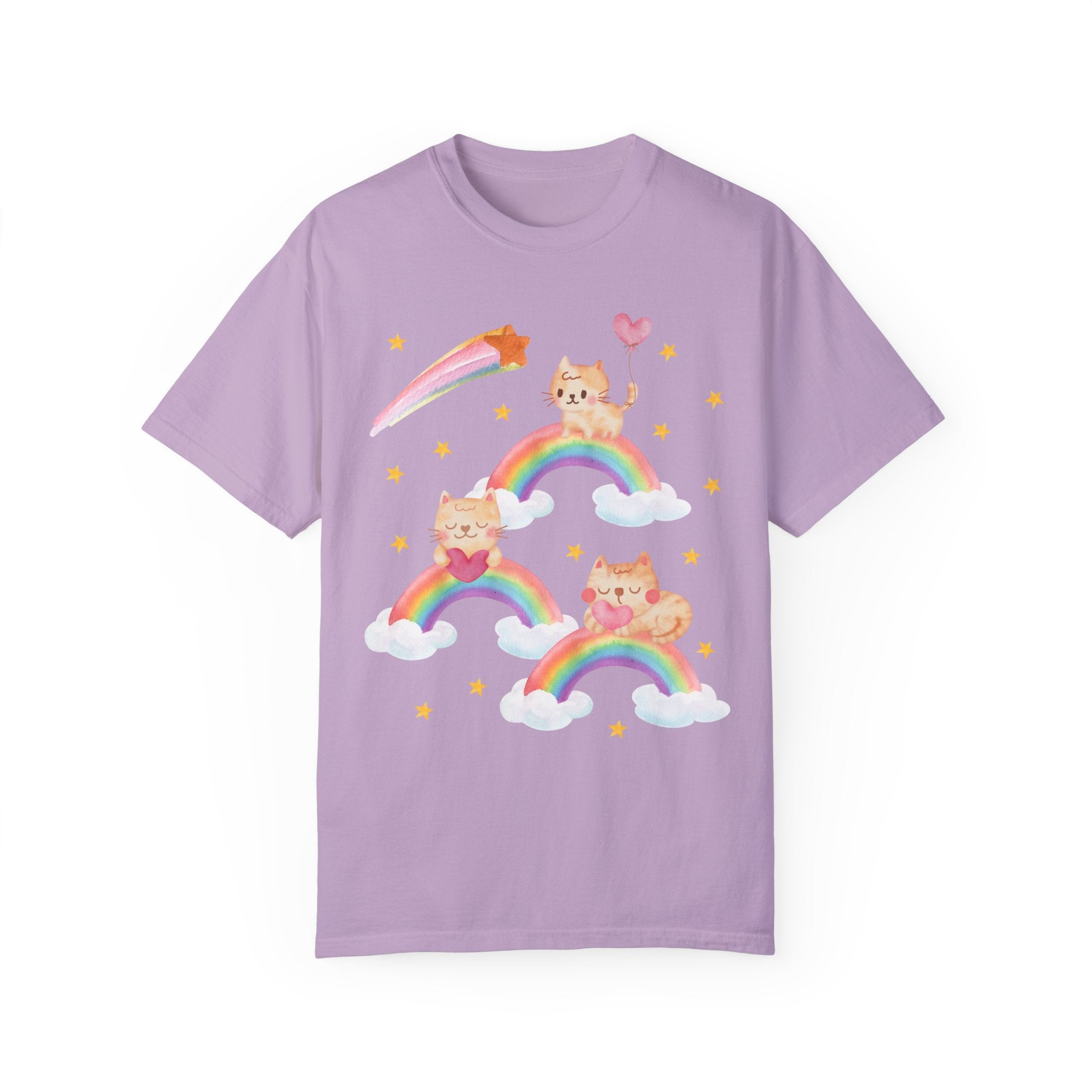Kitschy Cat Tee with Rainbows - Opal and June