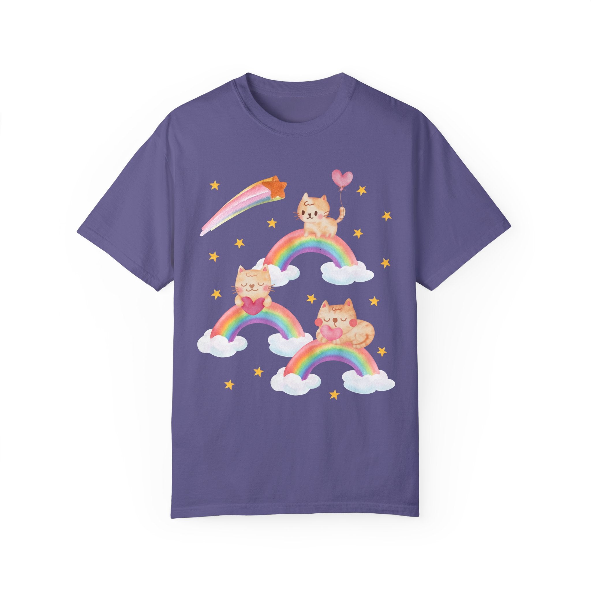 Kitschy Cat Tee with Rainbows - Opal and June