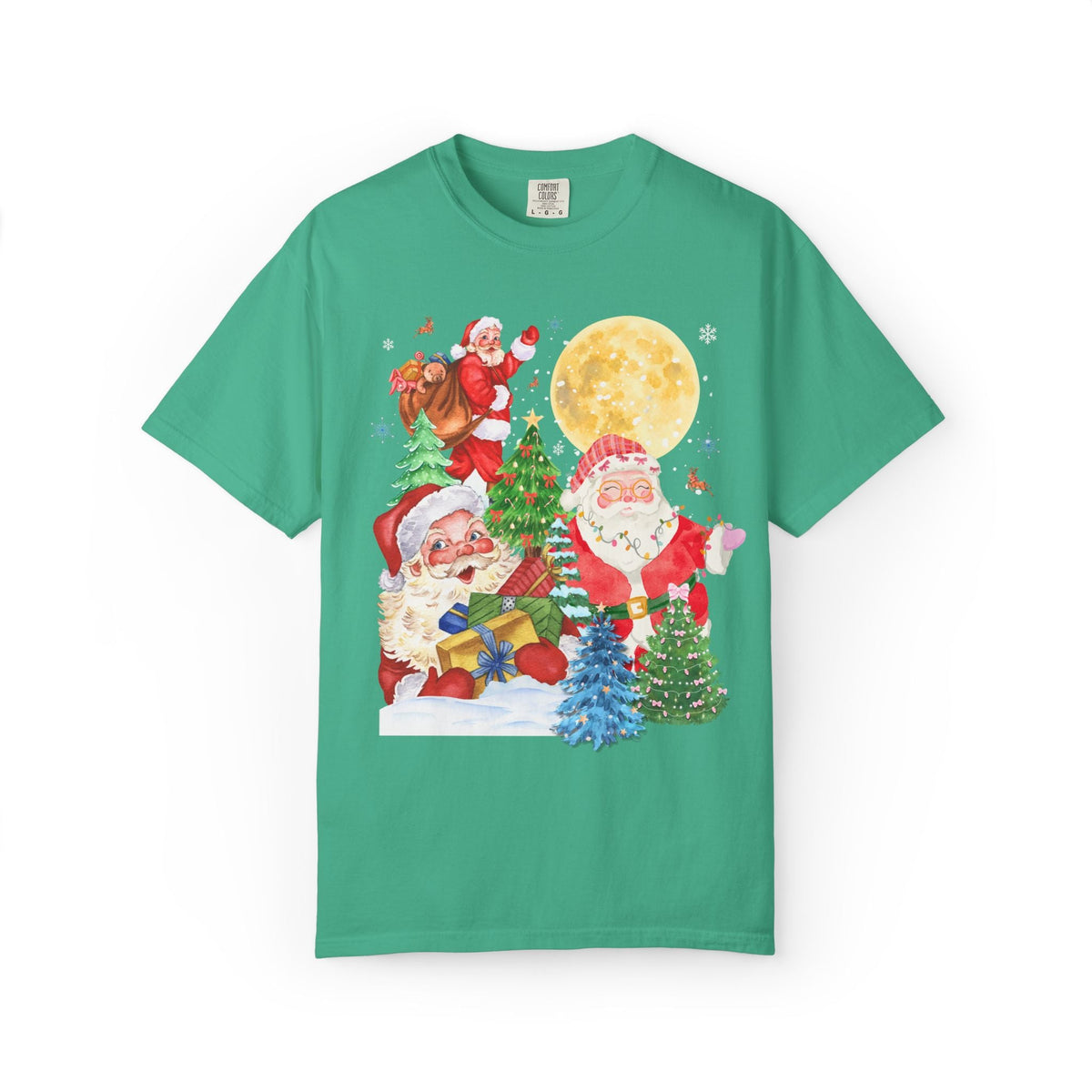 Kitschy Santa Tee Shirt for Christmas: Colorful Maximalist Grandmacore Cutecore T-Shirt for Elementary School Teacher or Mom, Cute Xmas Tee - Opal and June