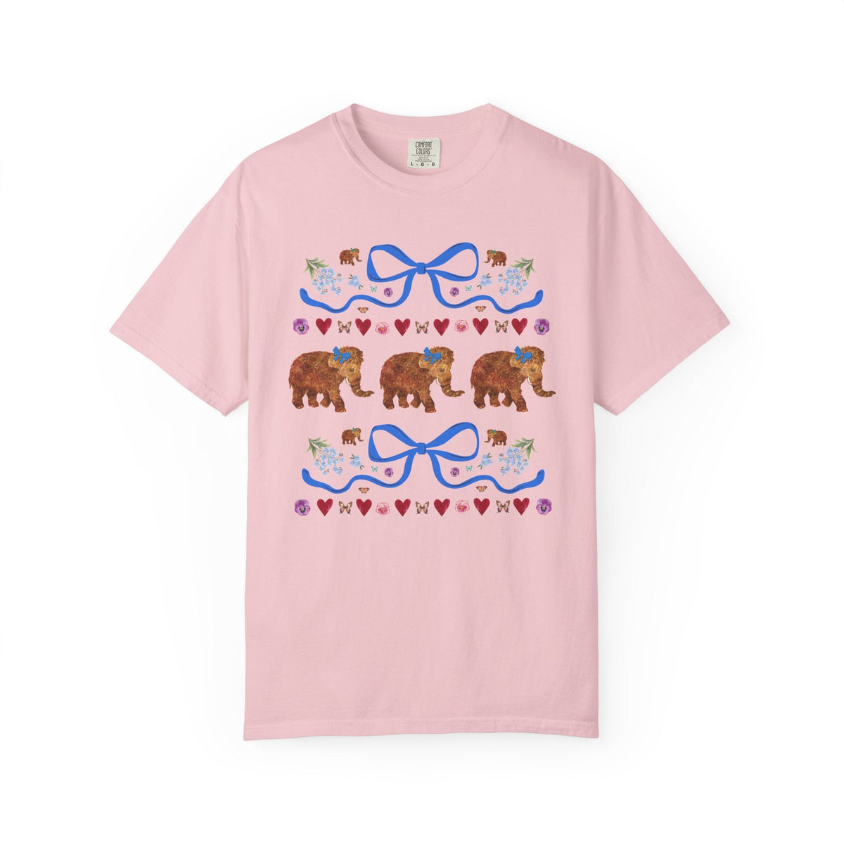 Kitschy Wooly Mammoth Tee Shirt with Hearts and Bows - Opal and June