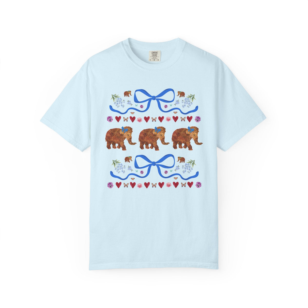 Kitschy Wooly Mammoth Tee Shirt with Hearts and Bows - Opal and June