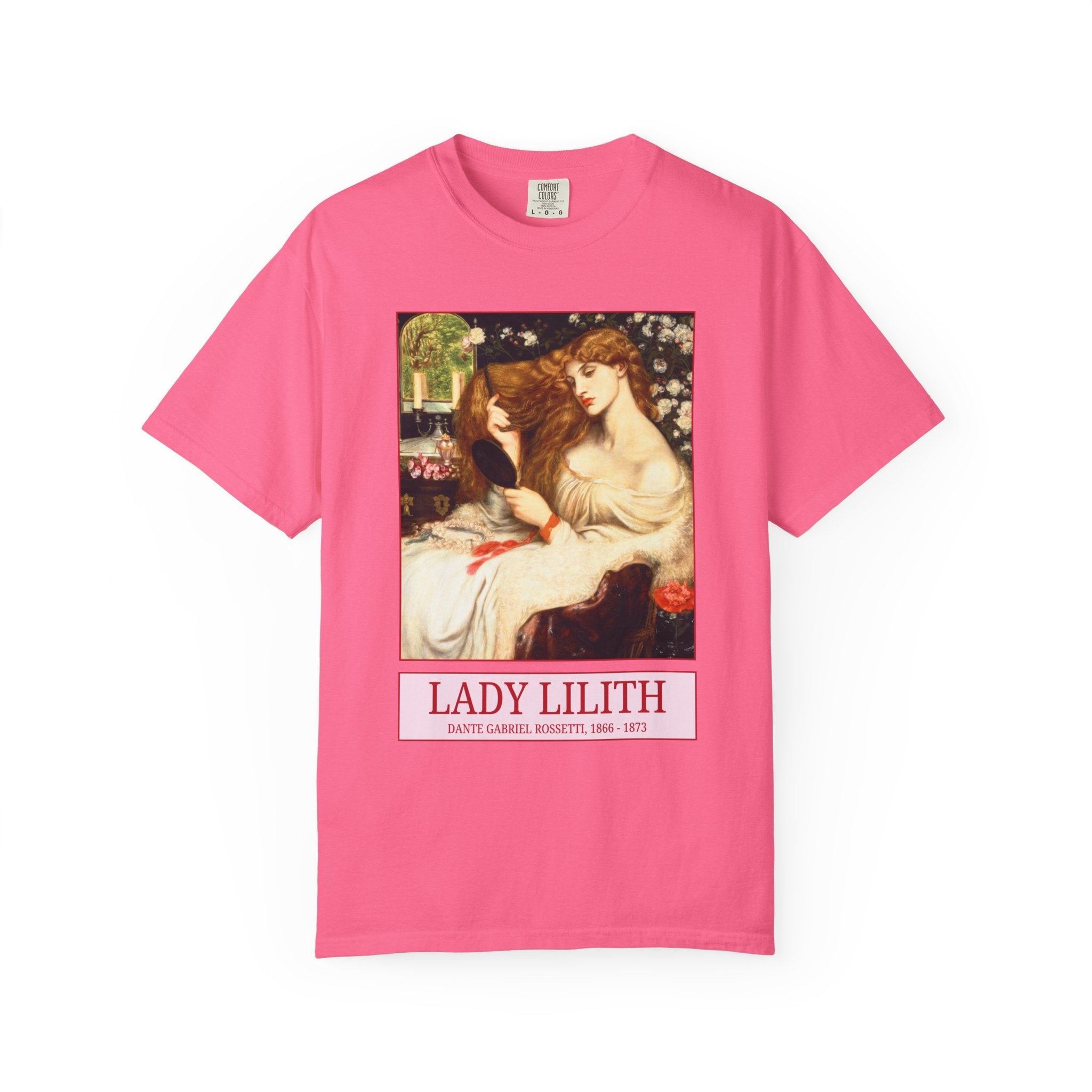 Lady Lilith by Dante Gabriel Rossetti: Floral Art History Tee Shirt for Humanities Major, Pretty Cottagecore 19th Century European Art - Opal and June