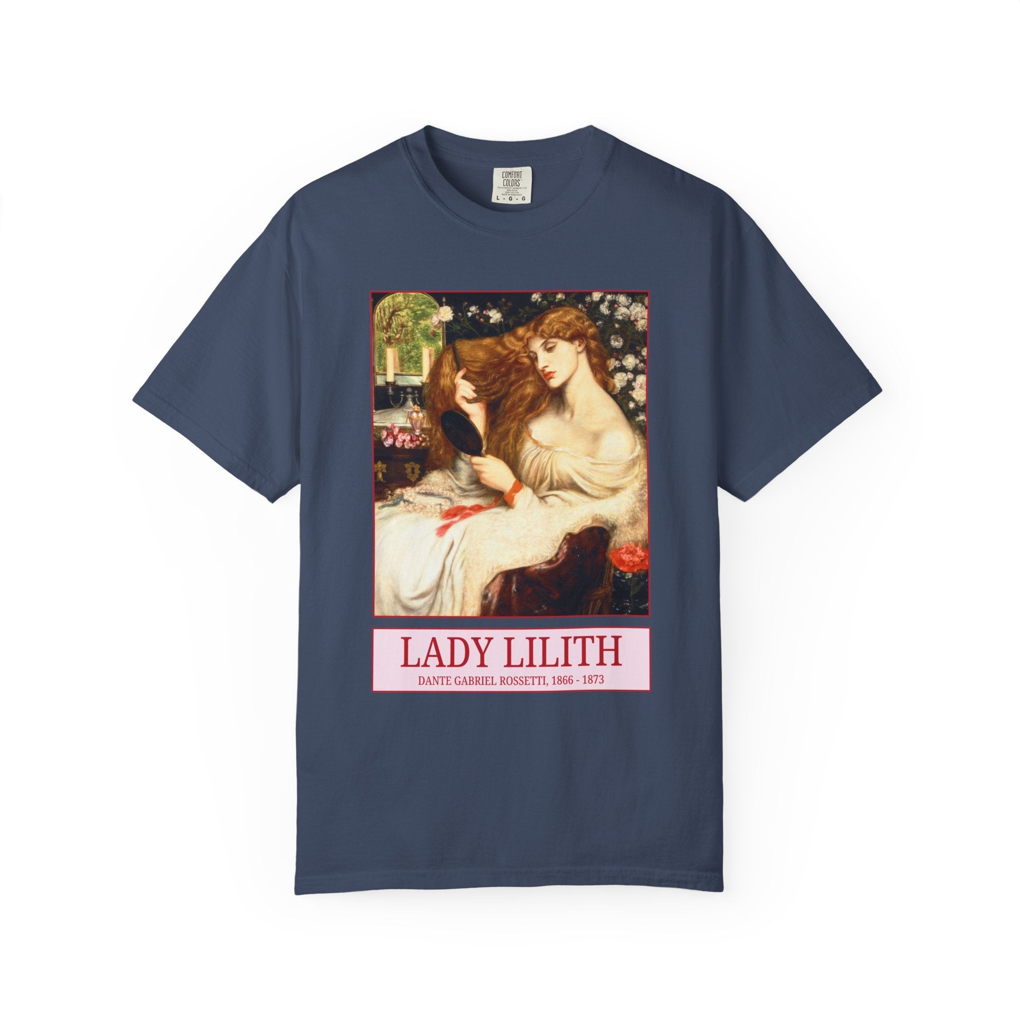 Lady Lilith by Dante Gabriel Rossetti: Floral Art History Tee Shirt for Humanities Major, Pretty Cottagecore 19th Century European Art - Opal and June