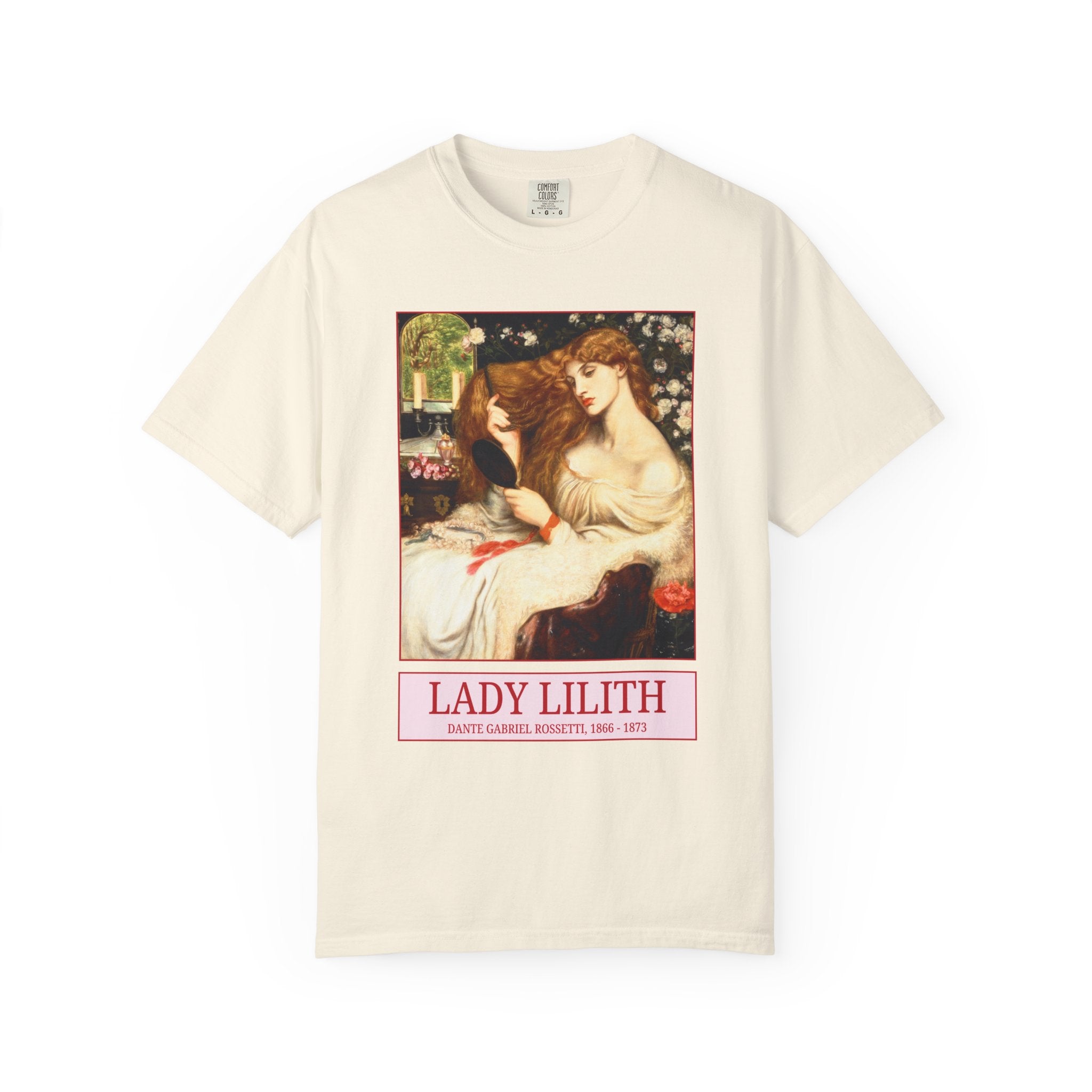 Lady Lilith by Dante Gabriel Rossetti: Floral Art History Tee Shirt for Humanities Major, Pretty Cottagecore 19th Century European Art - Opal and June
