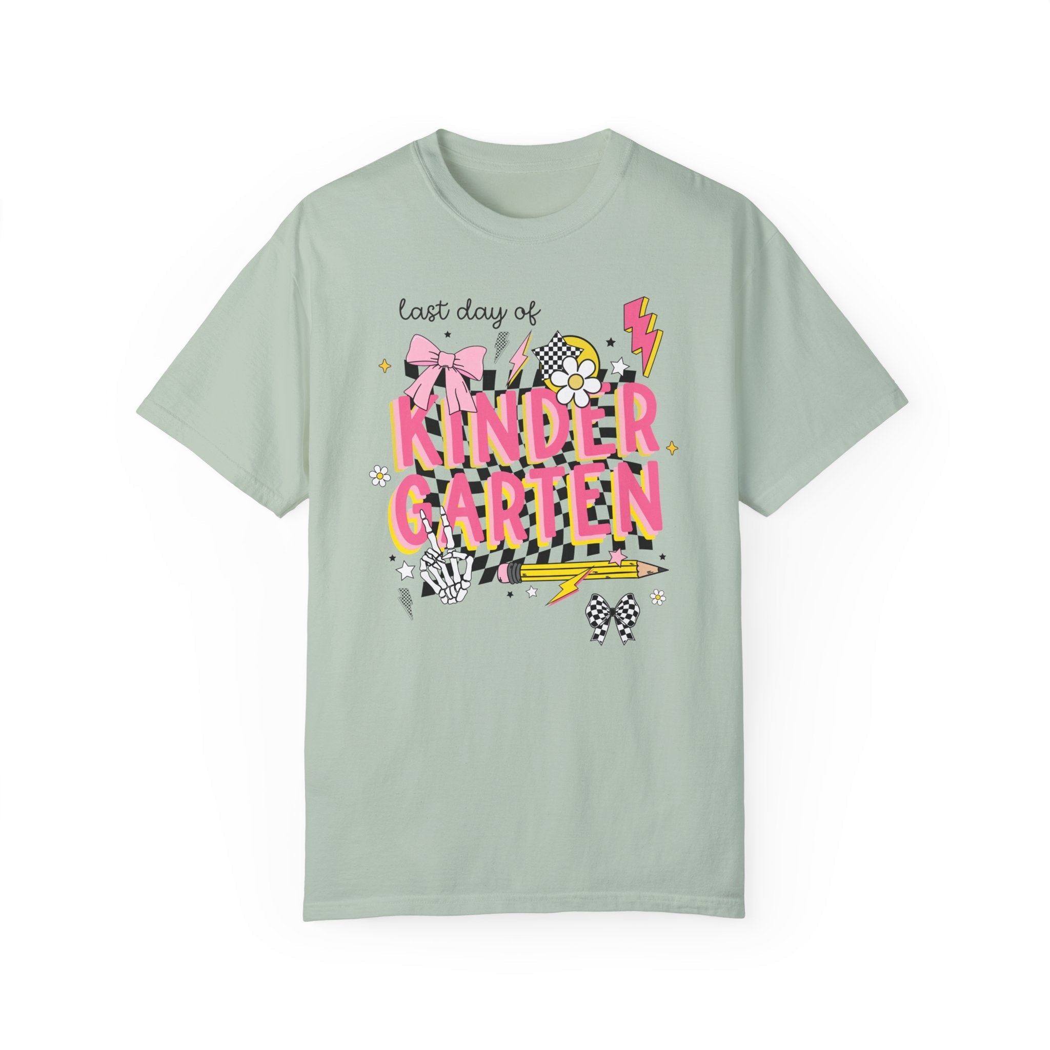 Last Day of Kindergarten Tee Shirt, Kindergarten Teacher, Colorful Early 2000s Aesthetic Tee, Skeleton Hands, Class Dismissed, School's Out - Opal and June