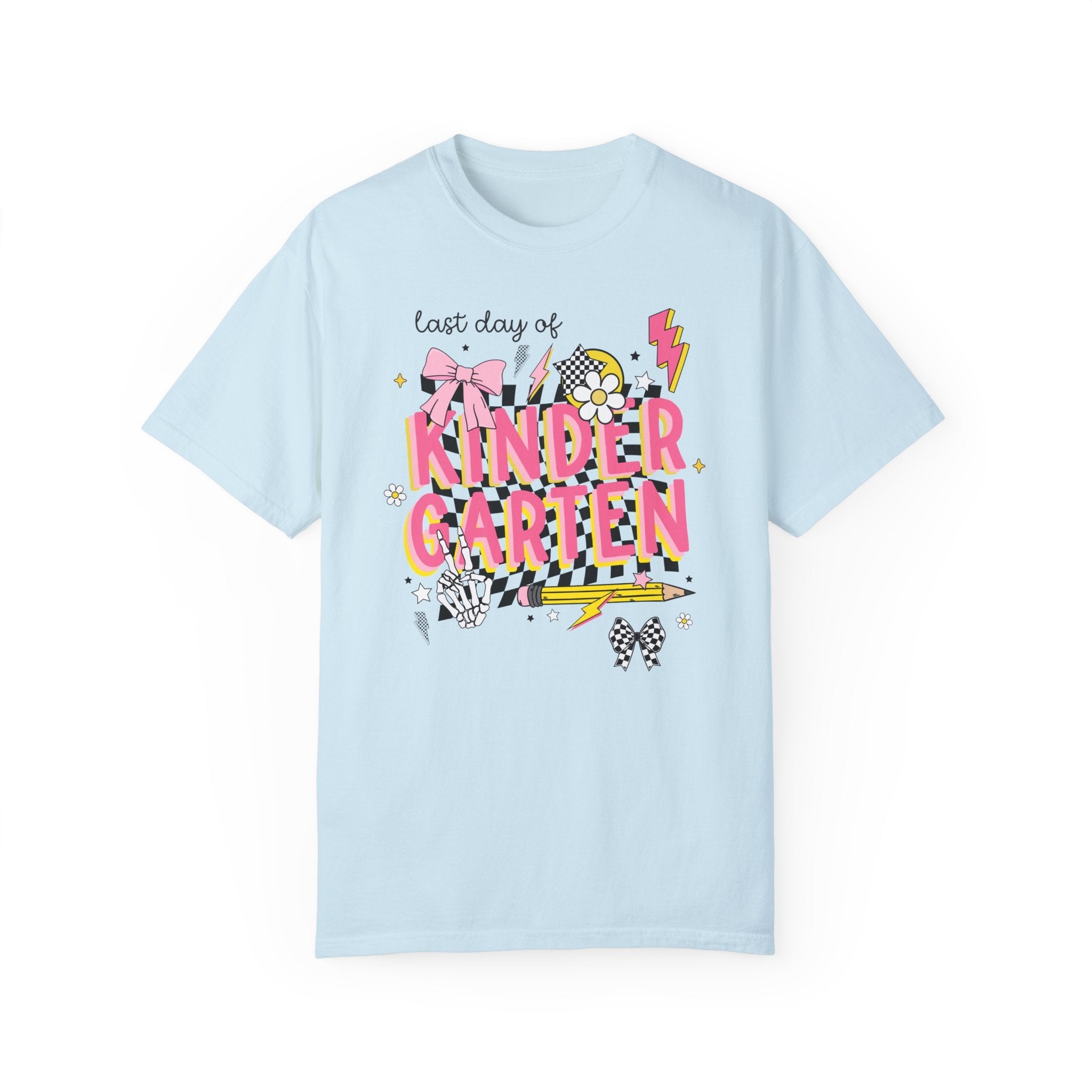 Last Day of Kindergarten Tee Shirt, Kindergarten Teacher, Colorful Early 2000s Aesthetic Tee, Skeleton Hands, Class Dismissed, School's Out - Opal and June