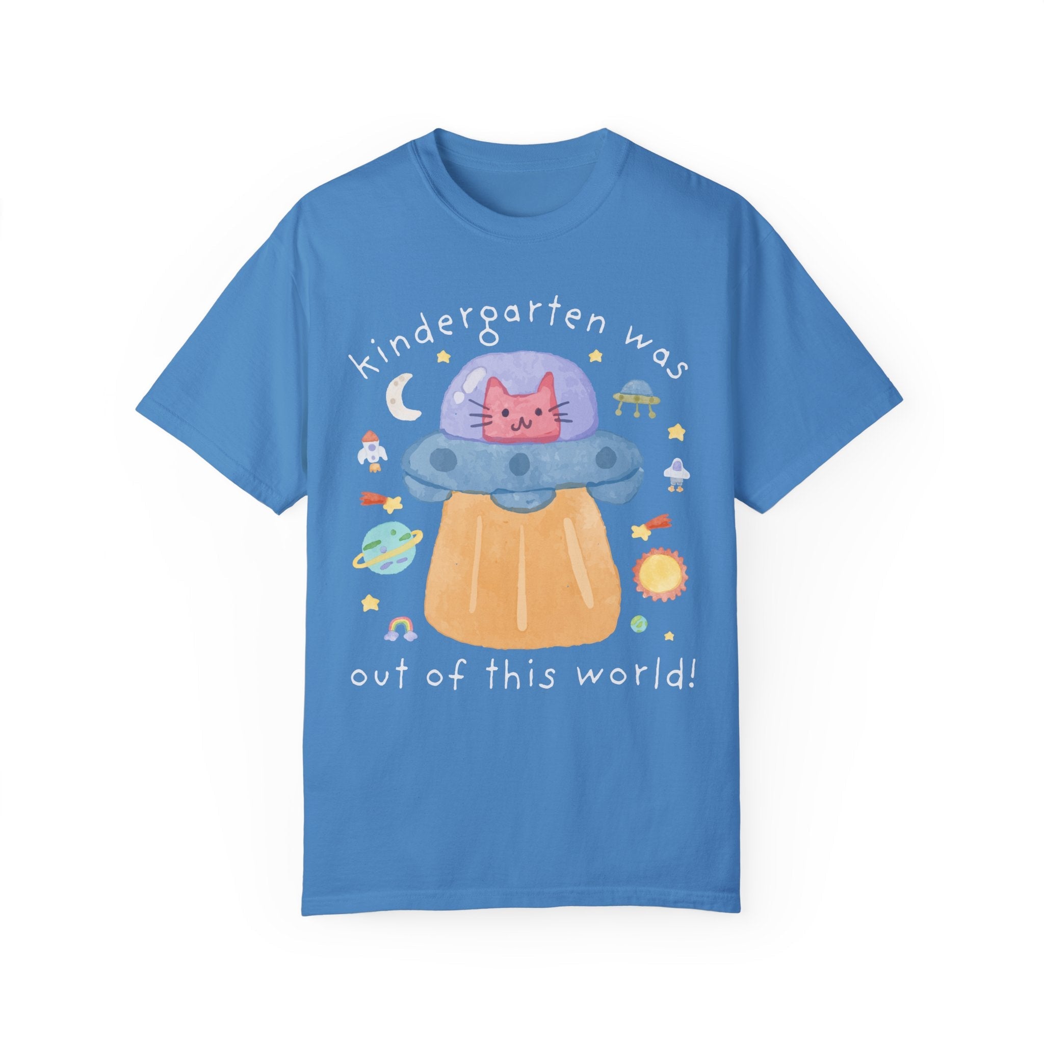 Last Day of School Cat Lover Tee Shirt: Funny Saying UFO Space Lover Shirt, End of School Year Matching Tee for Kindergarten Teacher or Crew - Opal and June