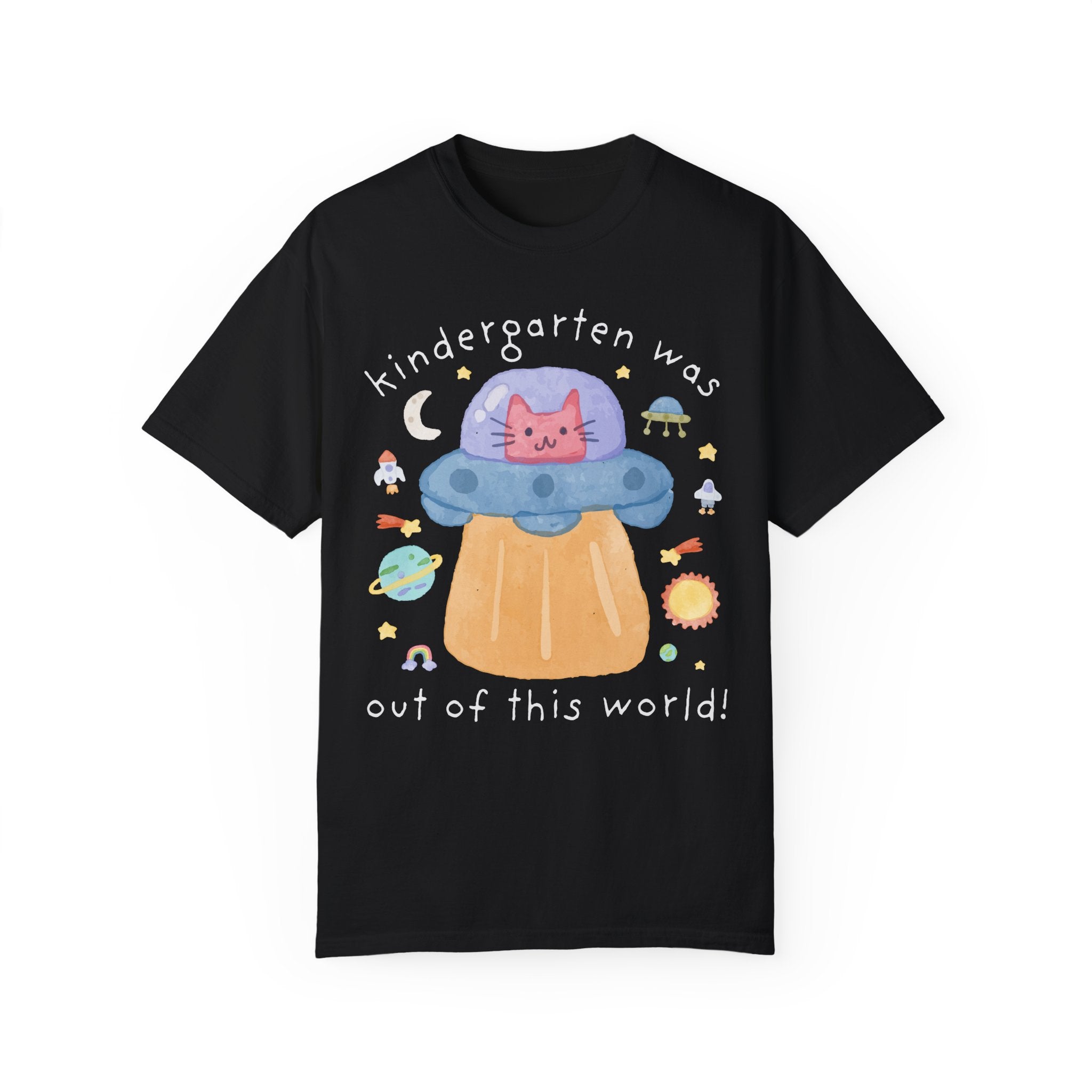 Last Day of School Cat Lover Tee Shirt: Funny Saying UFO Space Lover Shirt, End of School Year Matching Tee for Kindergarten Teacher or Crew - Opal and June