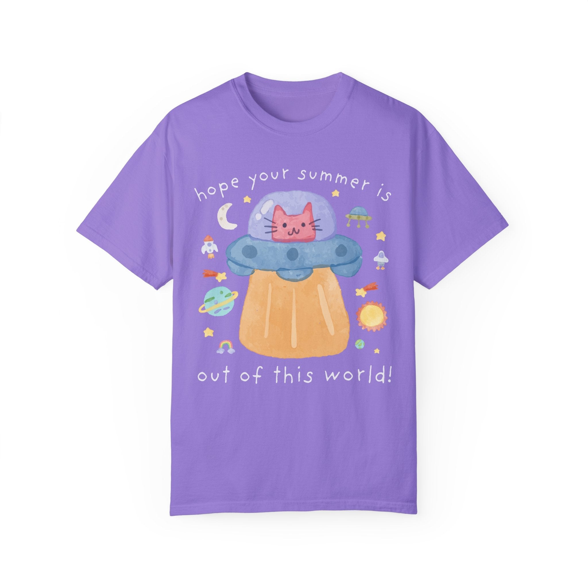 Last Day of School Cat Lover Tee Shirt: Funny Saying UFO Space Lover T-Shirt, End of School Year, Cute Hello Summer School Office Staff Tee - Opal and June
