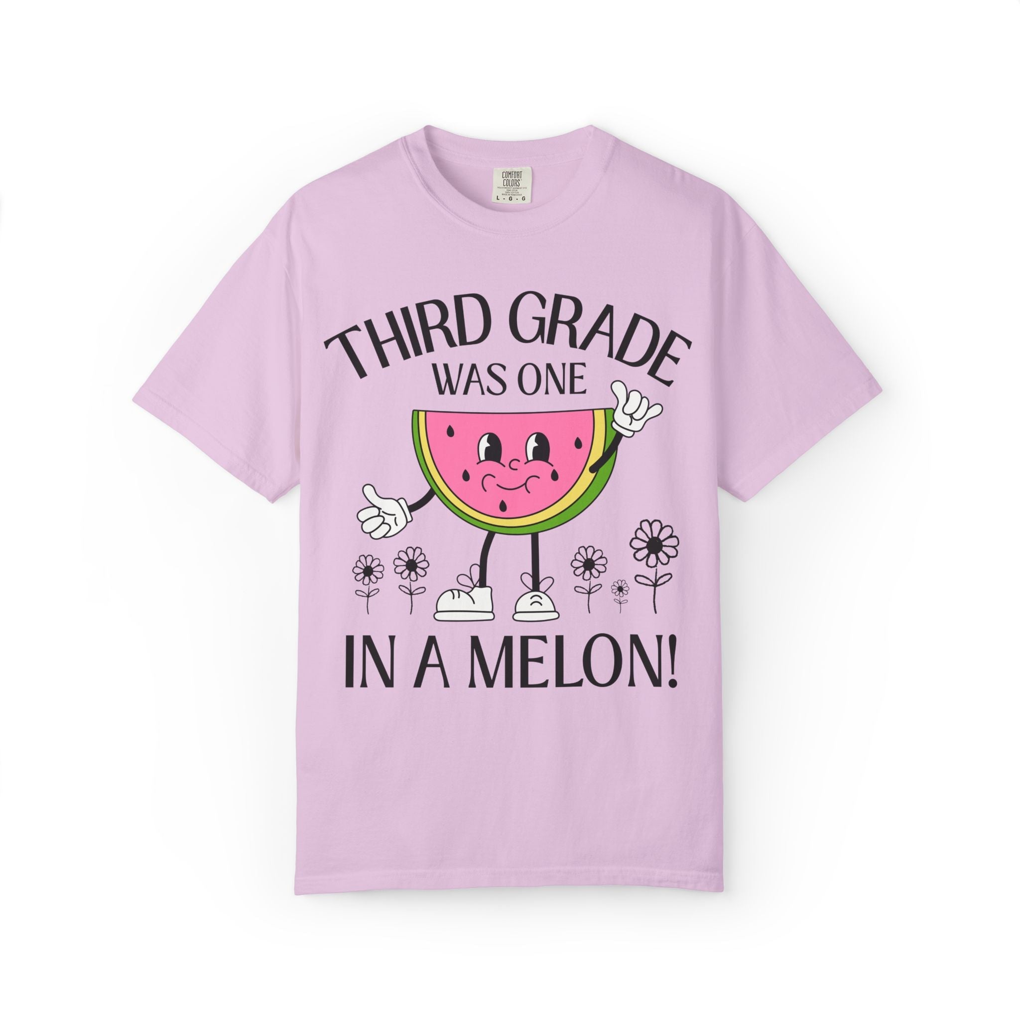 Last Day of School One in a Melon Matching Elementary School Teacher or Office Staff T-Shirt with Cute Retro Watermelon, Class Dismissed Tee - Opal and June