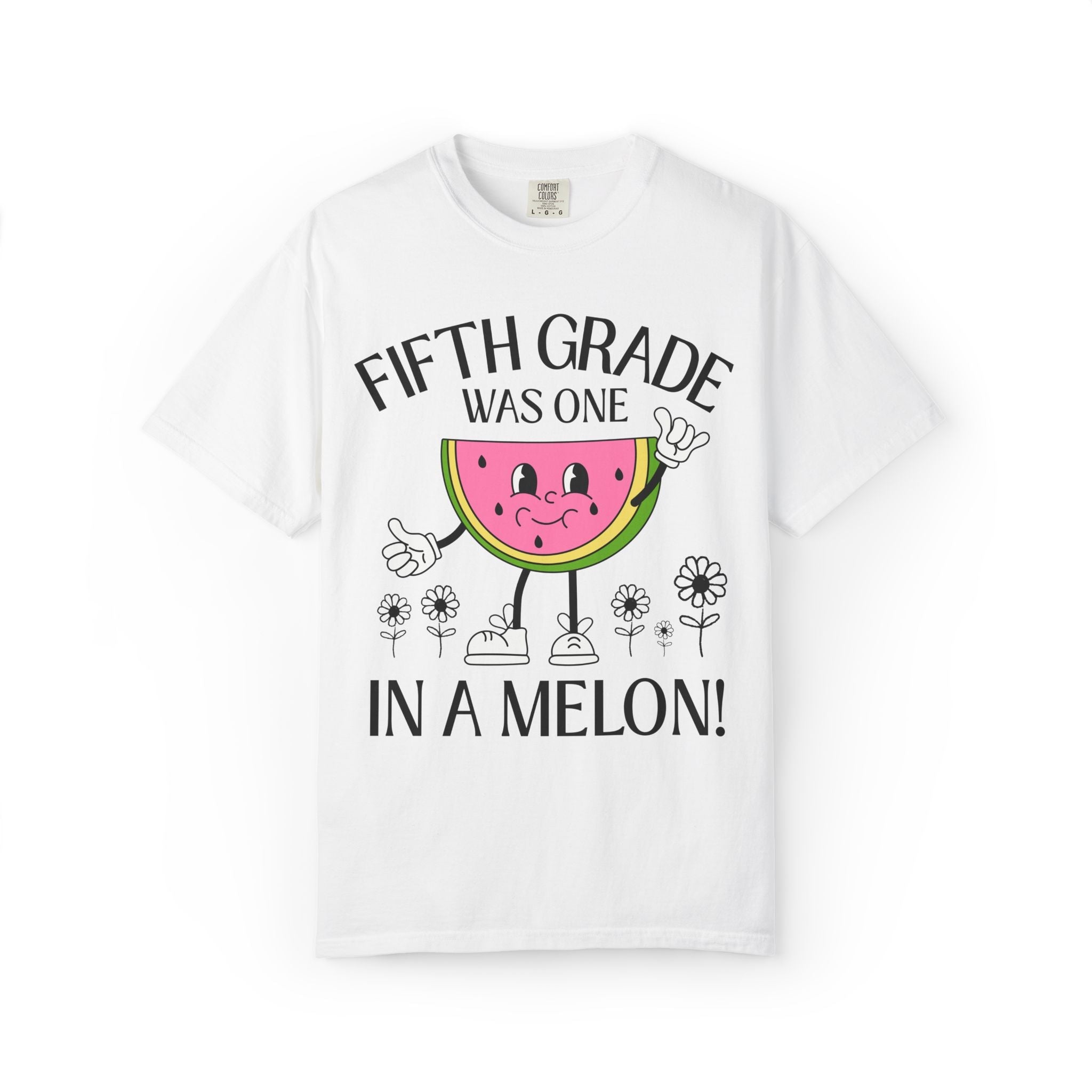 Last Day of School One in a Melon Matching Elementary School Teacher or Office Staff T-Shirt with Cute Retro Watermelon, Class Dismissed Tee - Opal and June