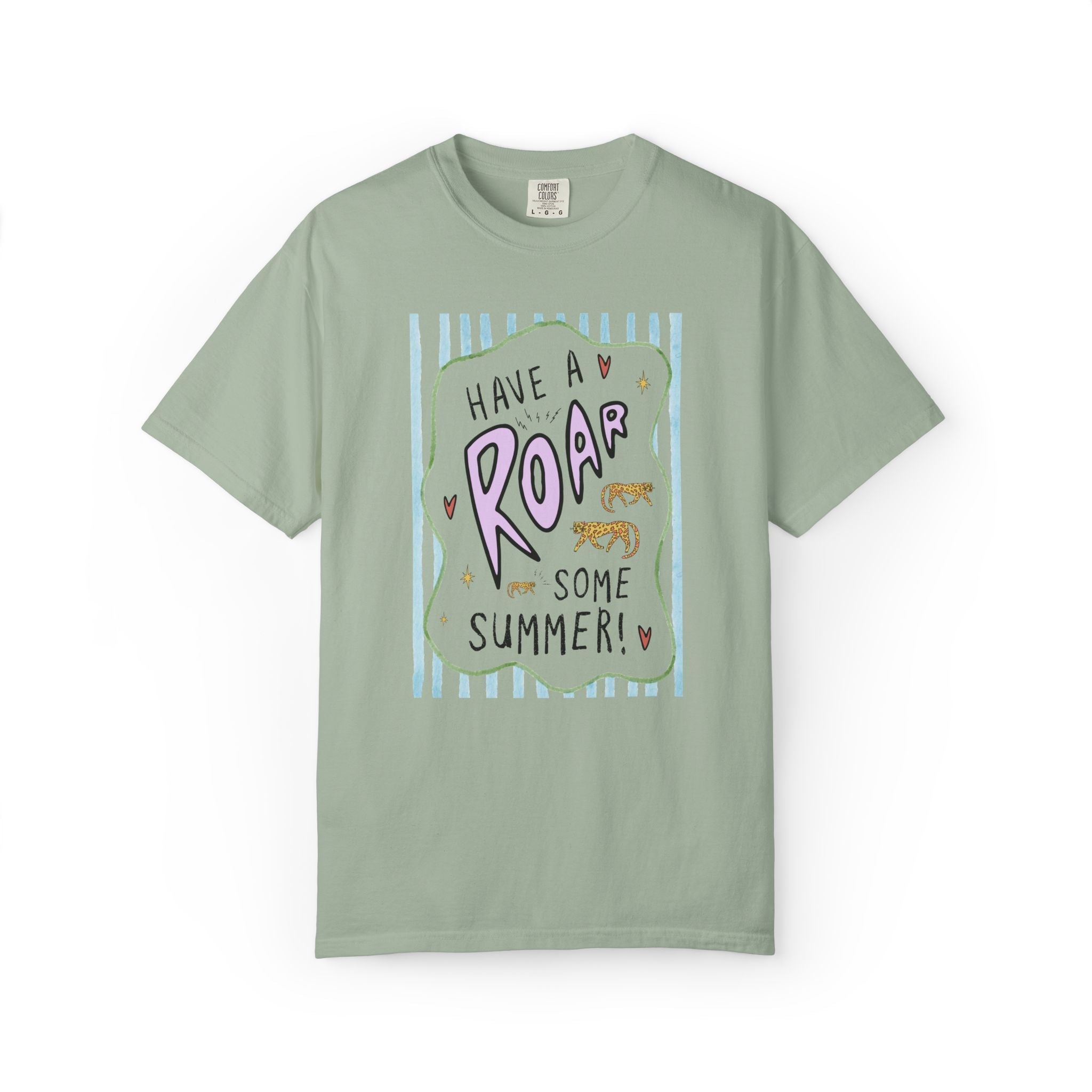 Last Day of School Striped Tee Shirt for Teacher: Have a Roar Some Summer! | Funny Tiger Animal Lover Matching Shirt for End of School Year - Opal and June