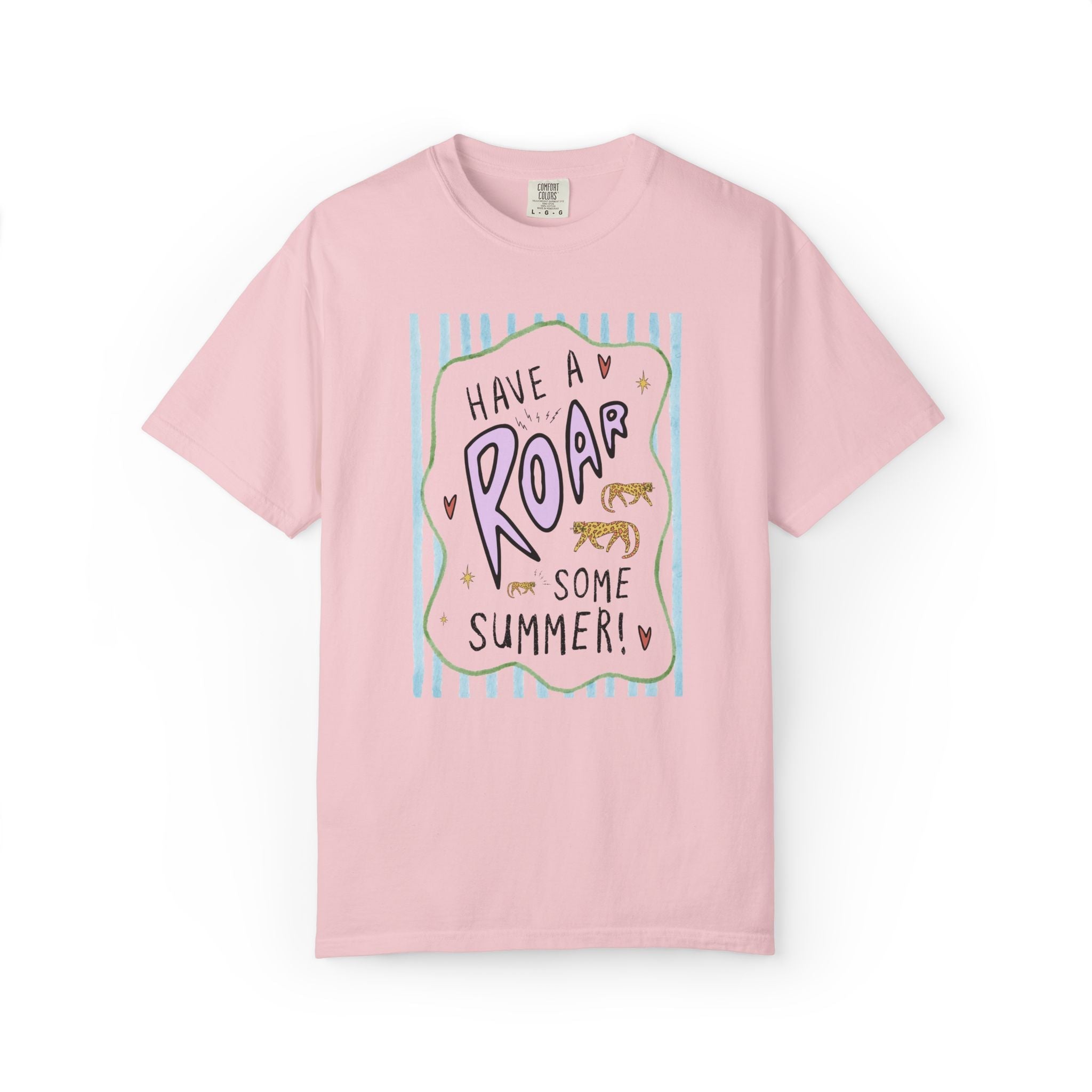 Last Day of School Striped Tee Shirt for Teacher: Have a Roar Some Summer! | Funny Tiger Animal Lover Matching Shirt for End of School Year - Opal and June