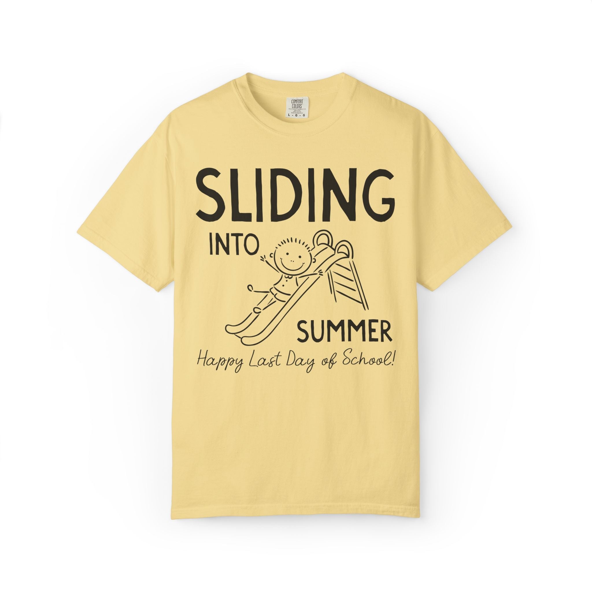 Last Day of School Teacher Tee Shirt for High School Teacher, Silly Middle School Teacher End of School Year Tee: Sliding Into Summer - Opal and June