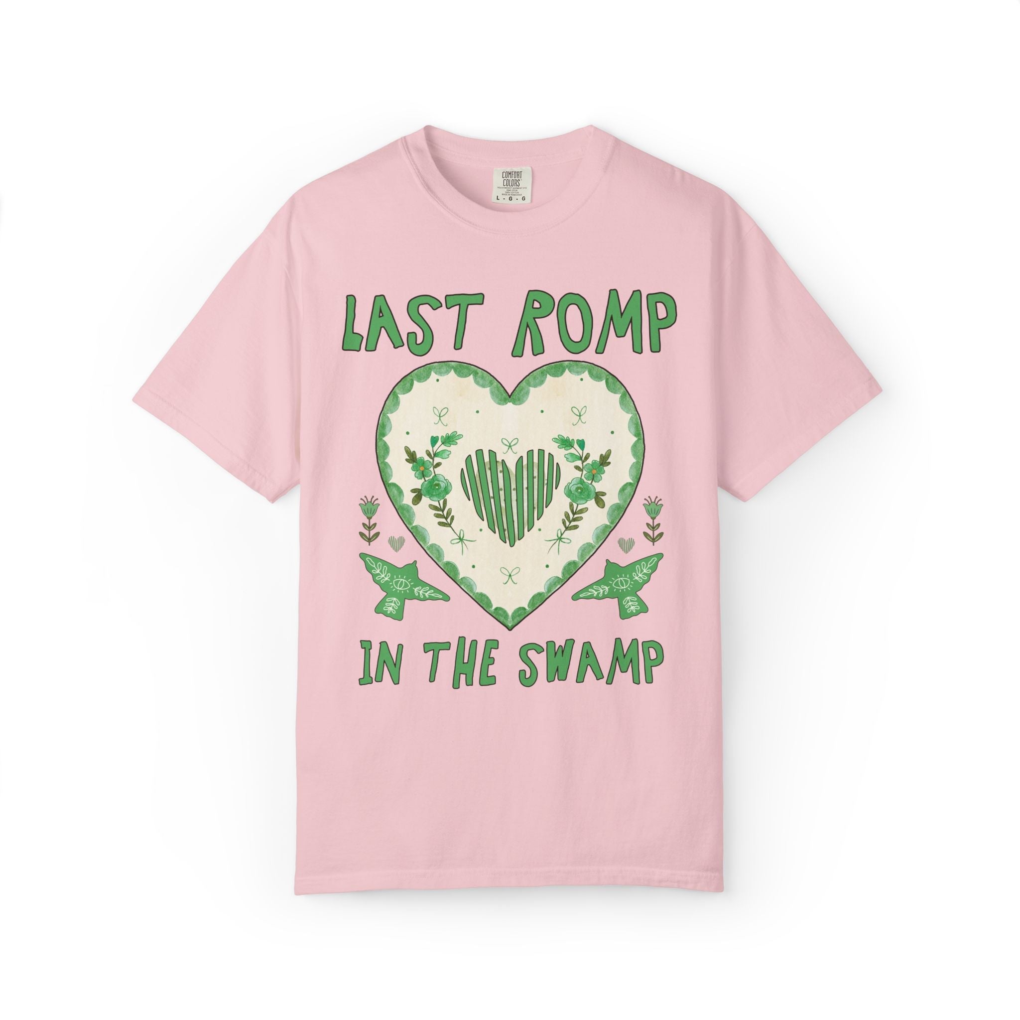 Last Romp Before the Swamp: Unhinged and Silly Bachelorette Party T-Shirt, Funky and Kitschy Wedding Vibes, T-Shirt for Newly Engaged Bride - Opal and June