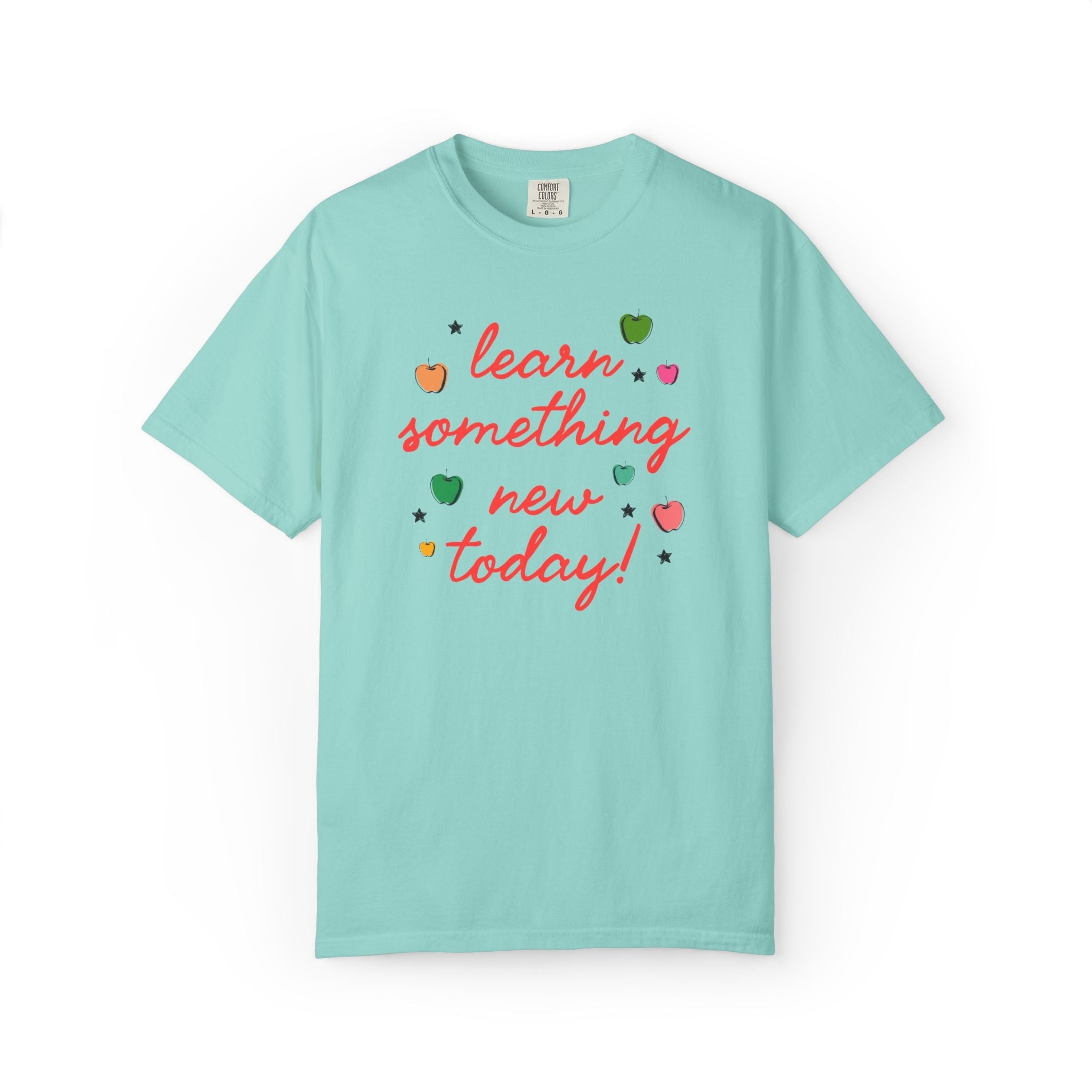 Learn Something New Today T-Shirt with Apples: Cute Back to School Teacher Tee for Paraprofessional, New Teacher Gift, First Day of School - Opal and June