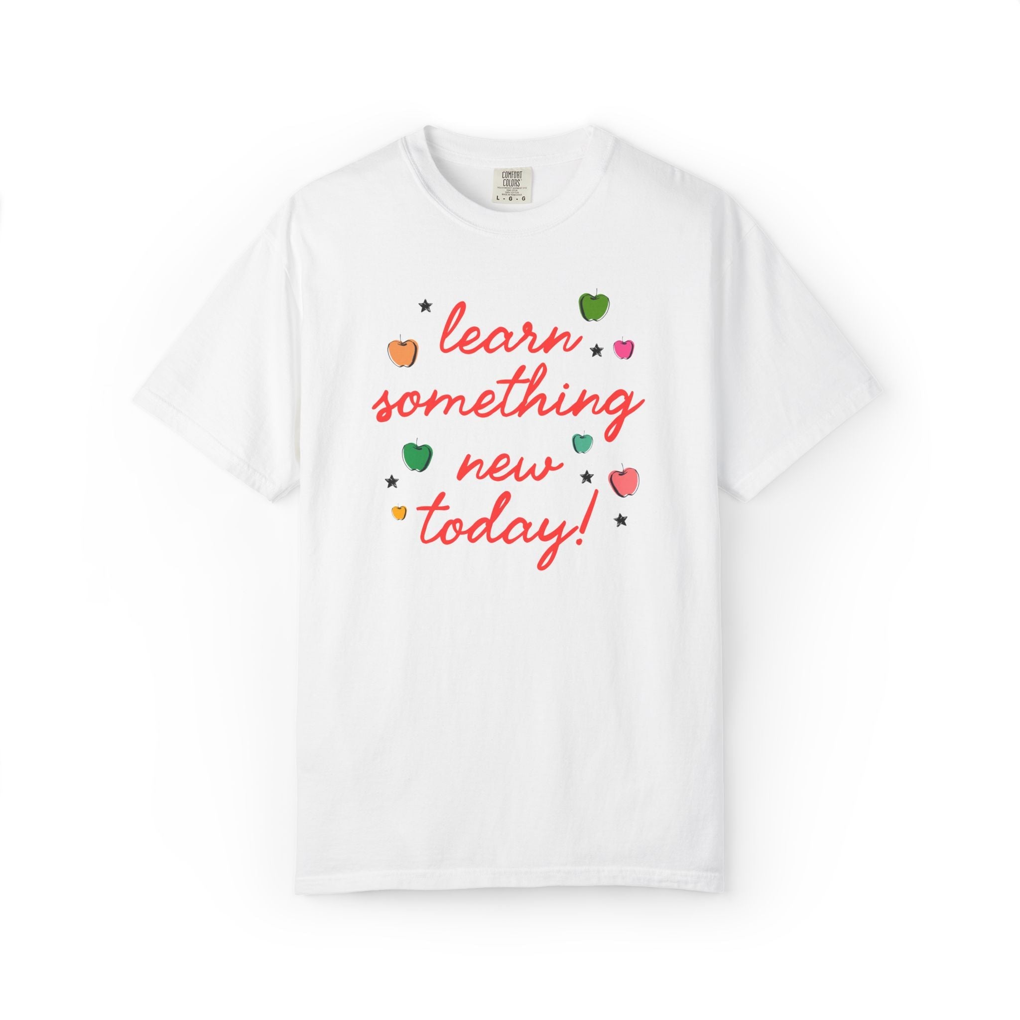 Learn Something New Today T-Shirt with Apples: Cute Back to School Teacher Tee for Paraprofessional, New Teacher Gift, First Day of School - Opal and June