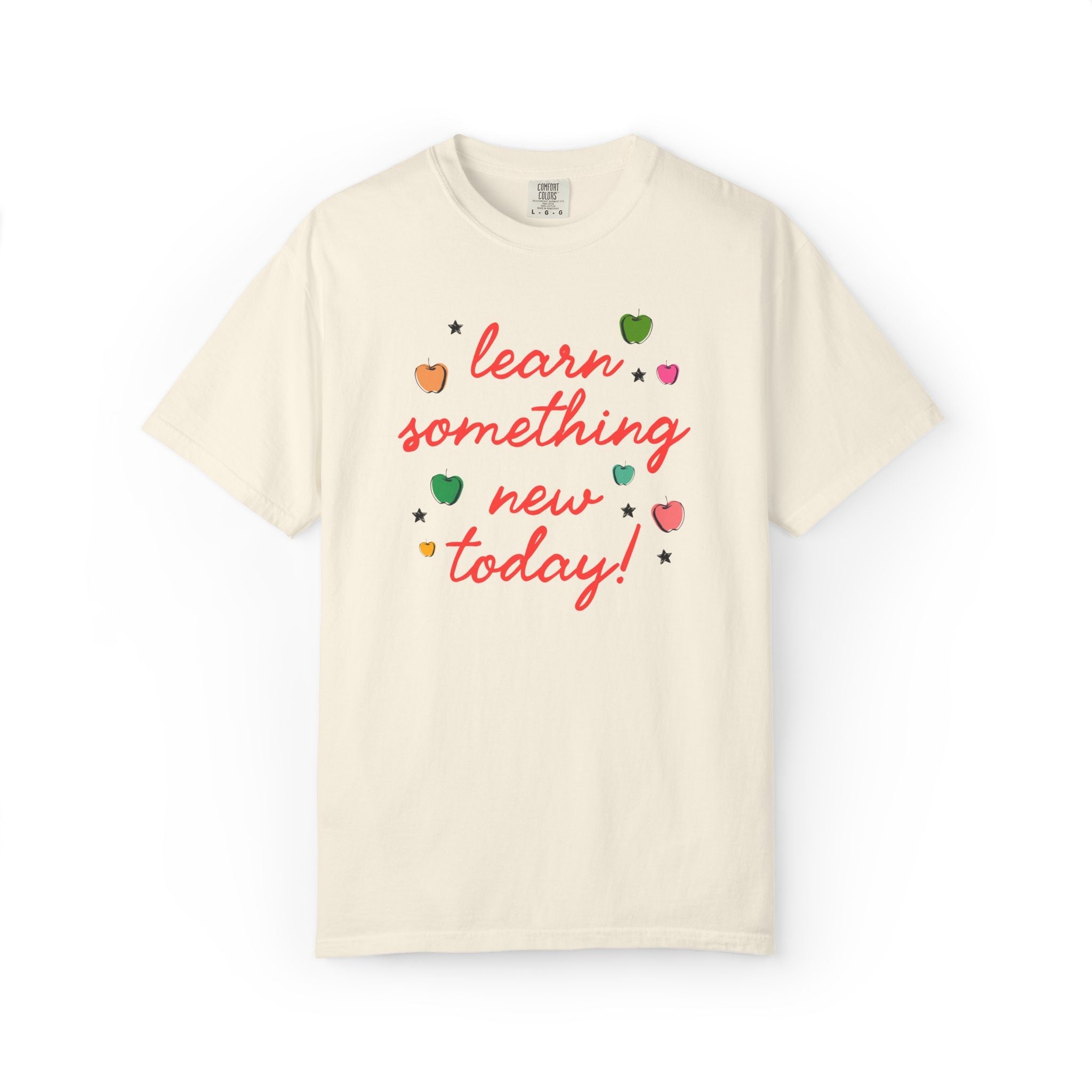 Learn Something New Today T-Shirt with Apples: Cute Back to School Teacher Tee for Paraprofessional, New Teacher Gift, First Day of School - Opal and June