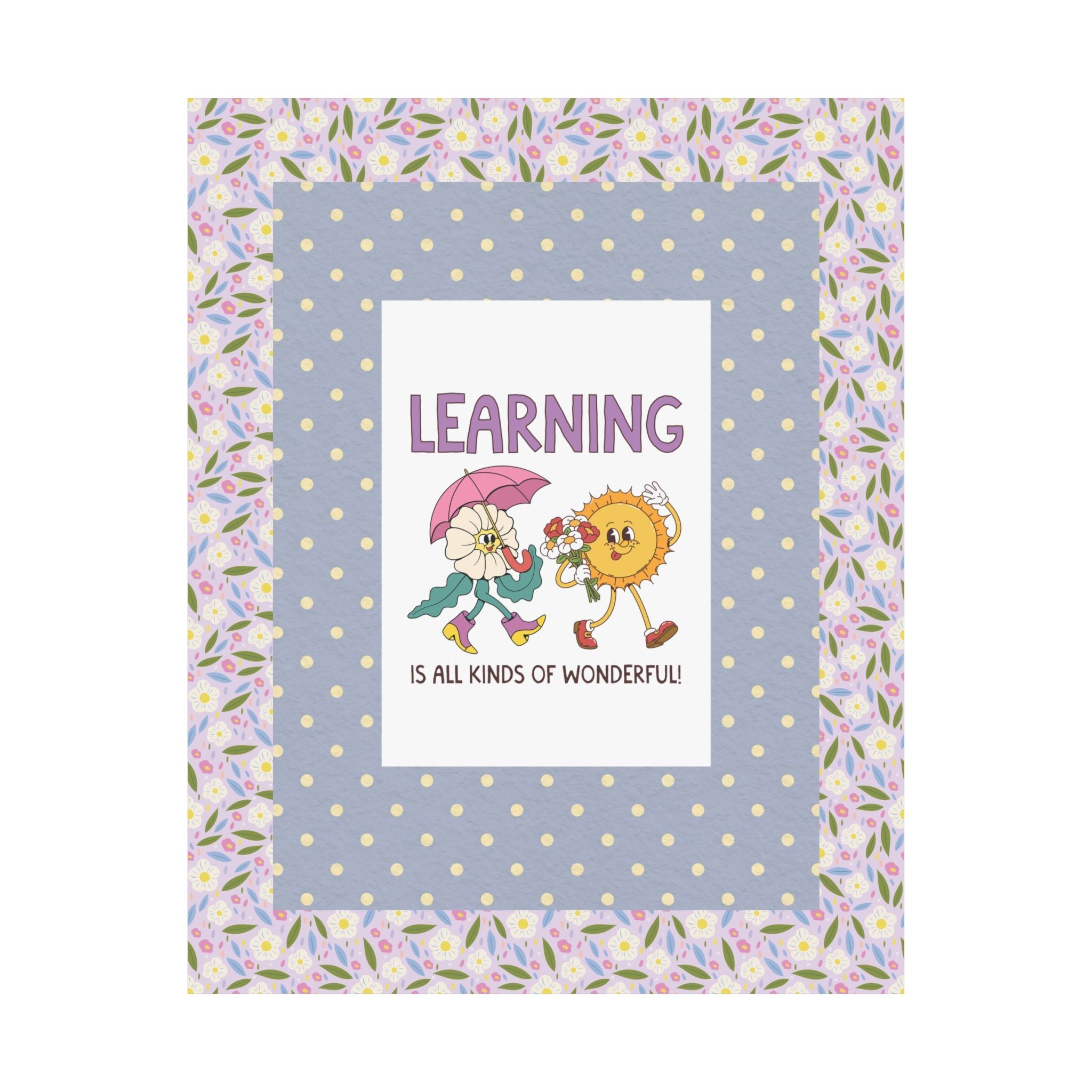 Learning is All Kinds of Wonderful Teacher Team or School Office Staff Poster, Back to School: Cute Nostalgic Floral School Principal Print - Opal and June