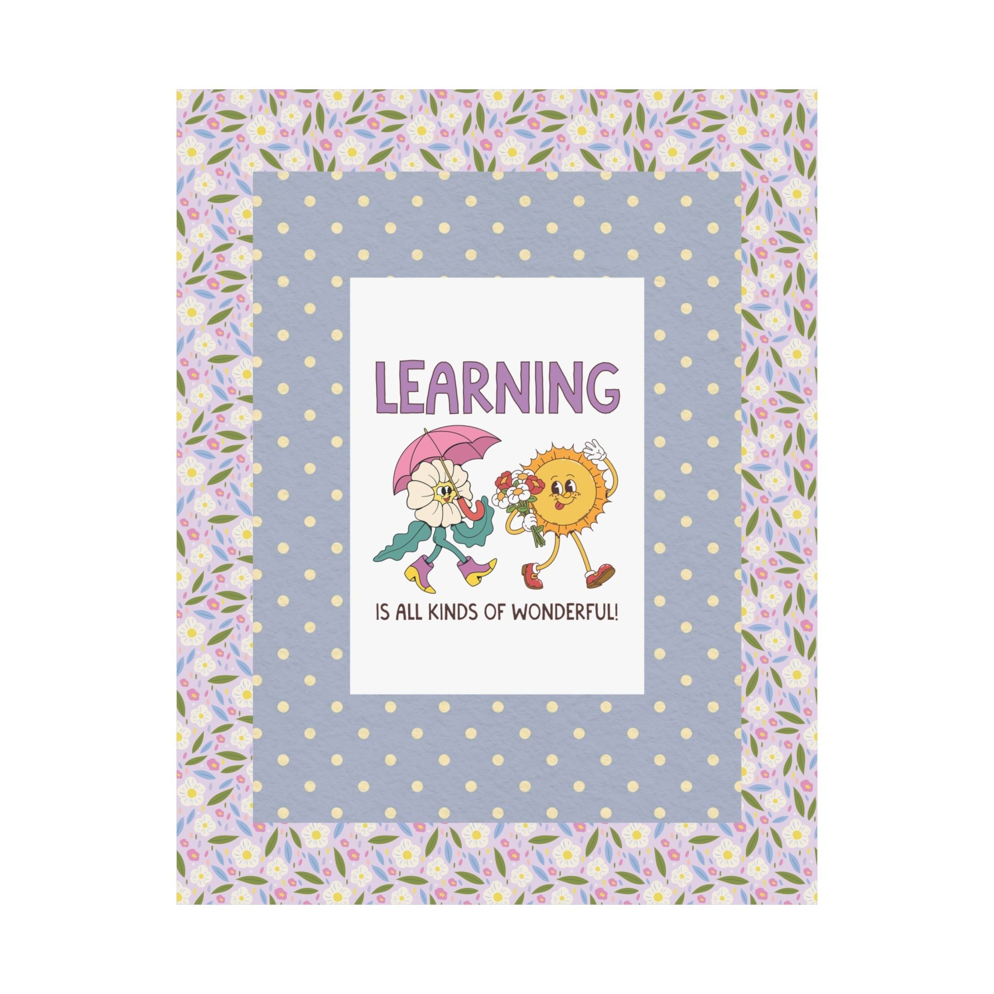 Learning is All Kinds of Wonderful Teacher Team or School Office Staff Poster, Back to School: Cute Nostalgic Floral School Principal Print - Opal and June